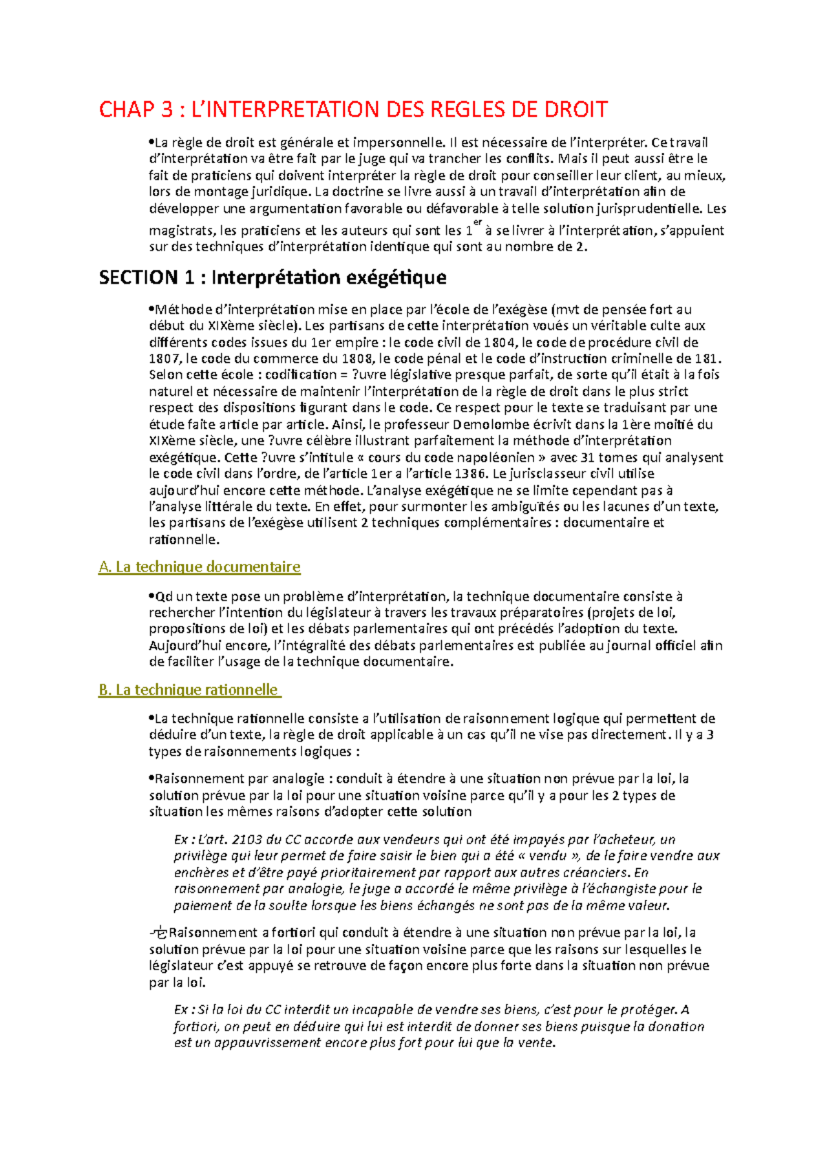 Intro au droit part 1 CHAP 3 - CHAP 3 : L’INTERPRETATION DES REGLES DE ...