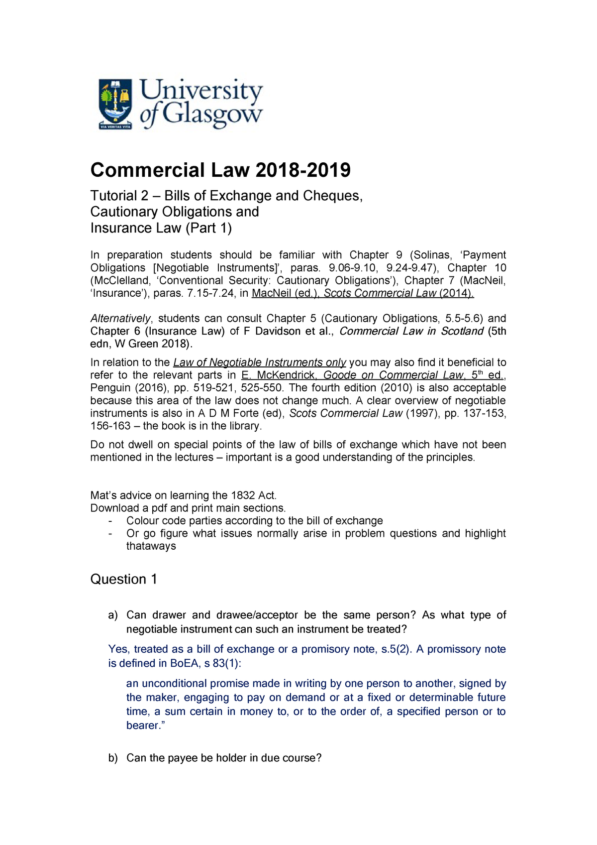 Tutorial 2 2018 19 Commercial Law Law2002 Studocu