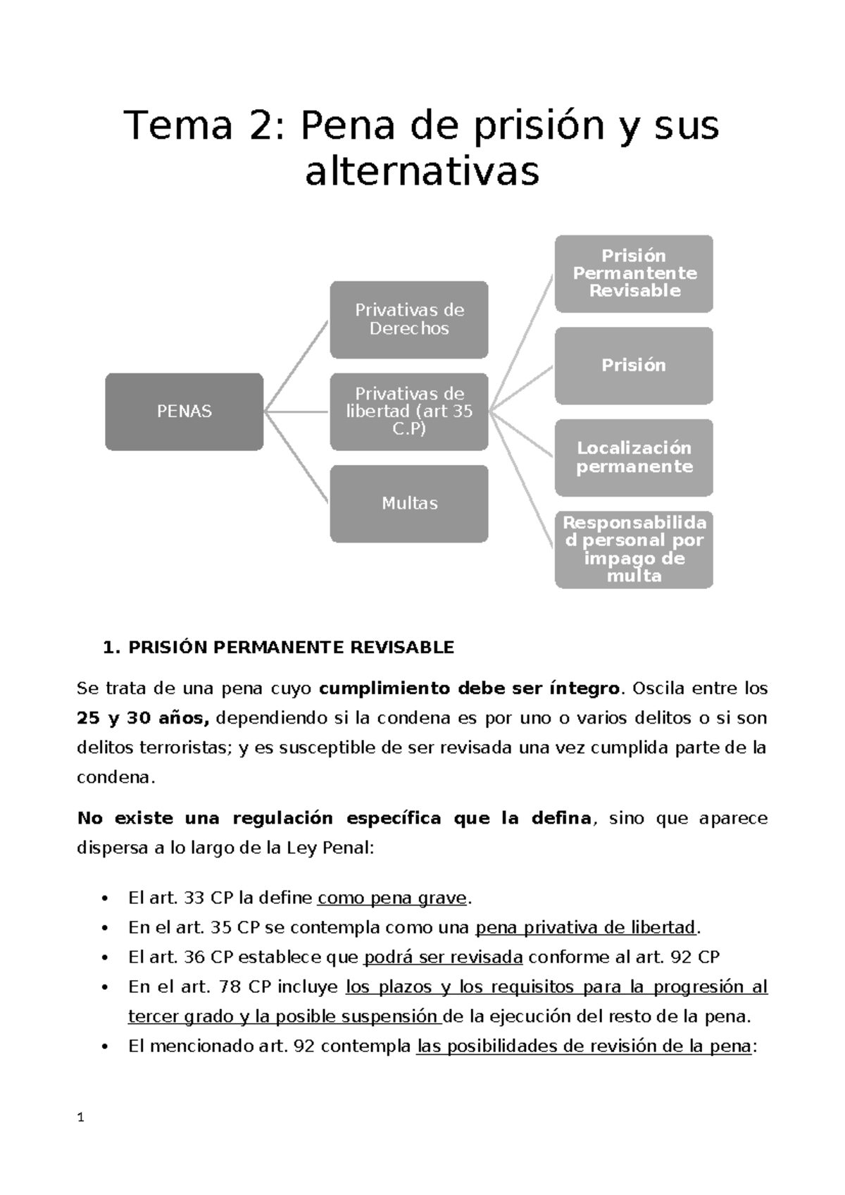 Tema 2 Tema 2 Tema 2 Pena De Prisión Y Sus Alternativas 1 PrisiÓn