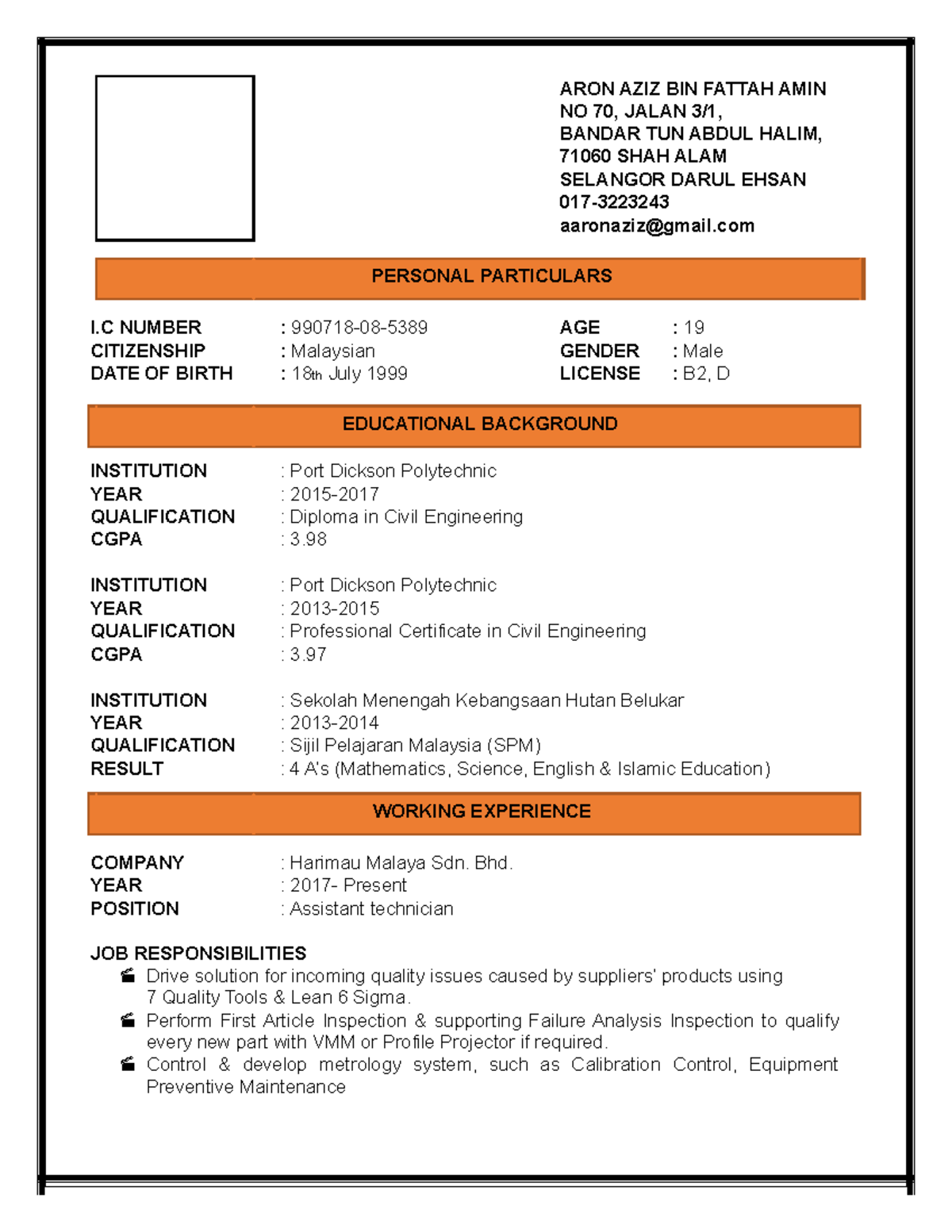 example-of-resume-template-journalism-ethics-uitm-studocu