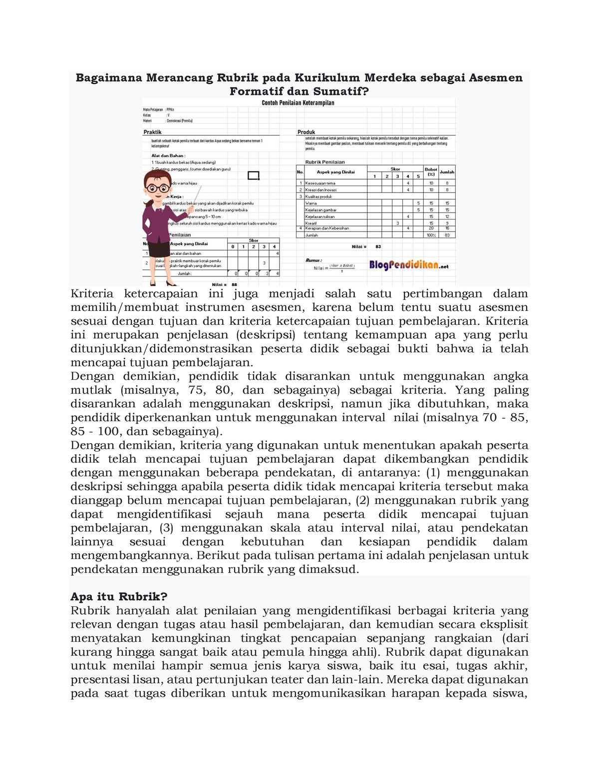 Bagimana Merancang Rubrik Penilaian - Bagaimana Merancang Rubrik Pada ...