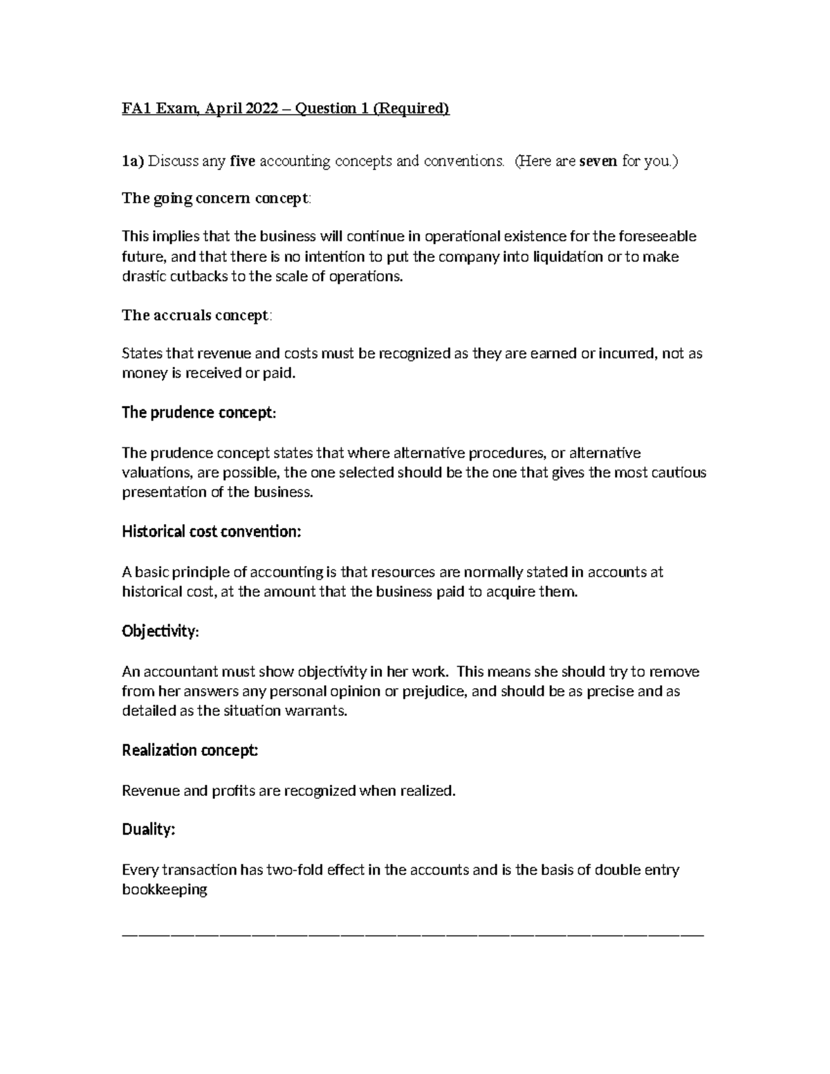 FA1 Final Exam April 2022 - FA1 Exam, April 2022 – Question 1 (Required ...