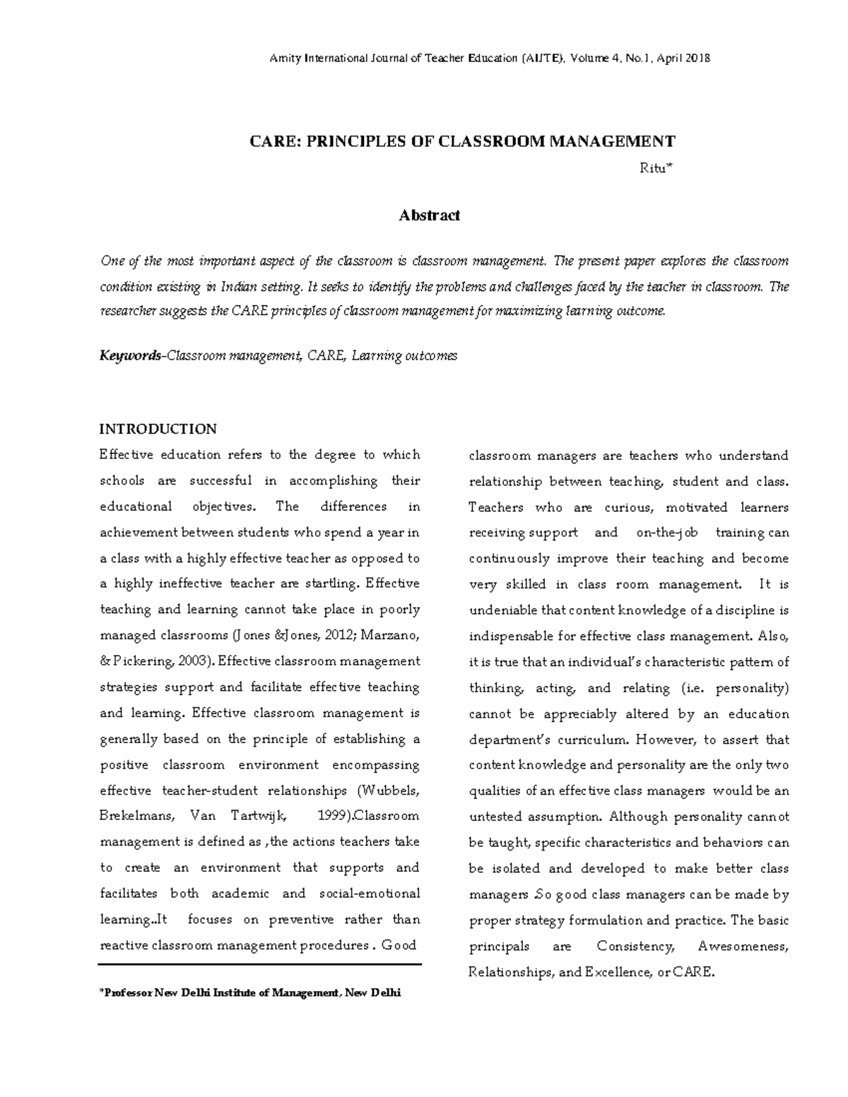 CARE Principles OF Classroom Management - CARE: PRINCIPLES OF CLASSROOM ...