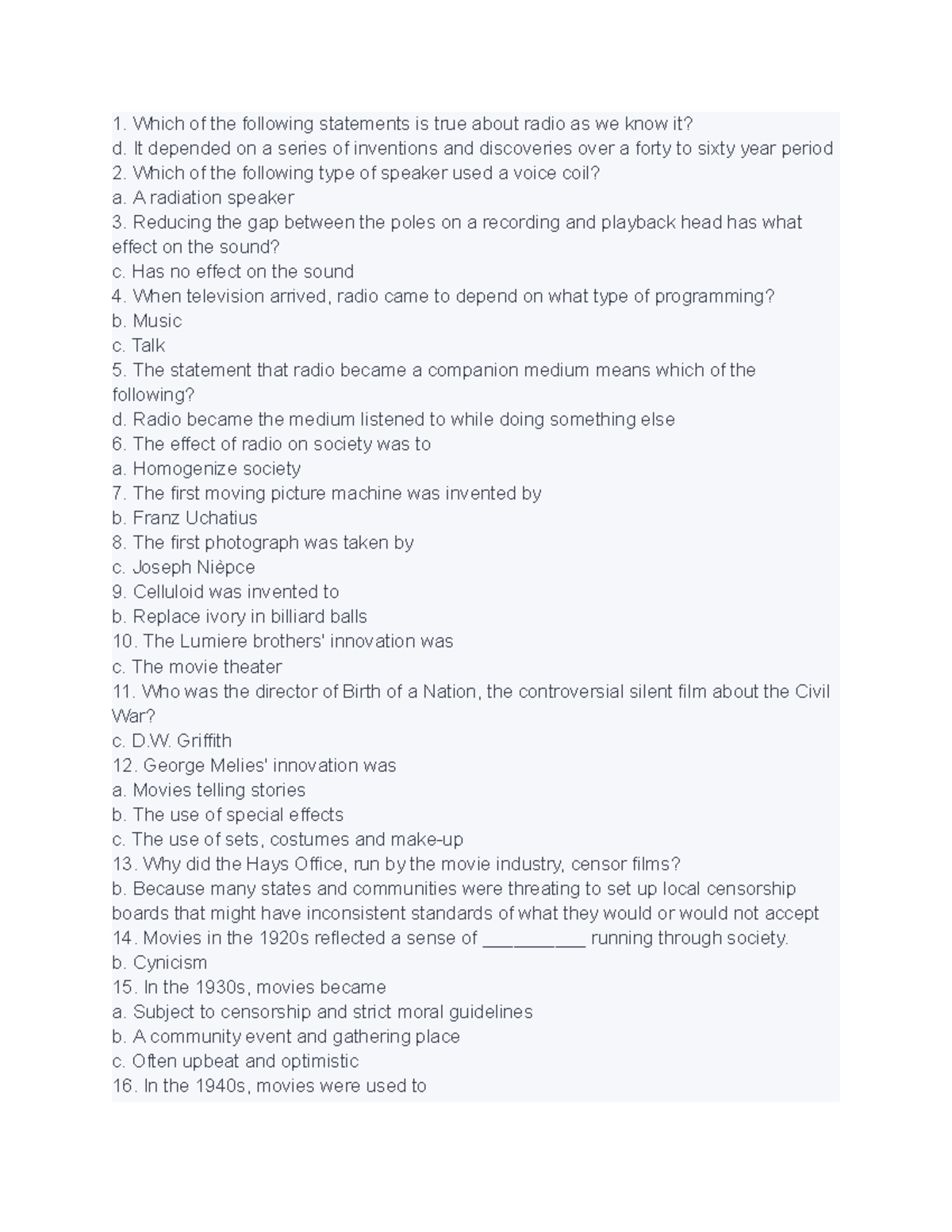 COMS 101 8 words and definitions Which of the following statements