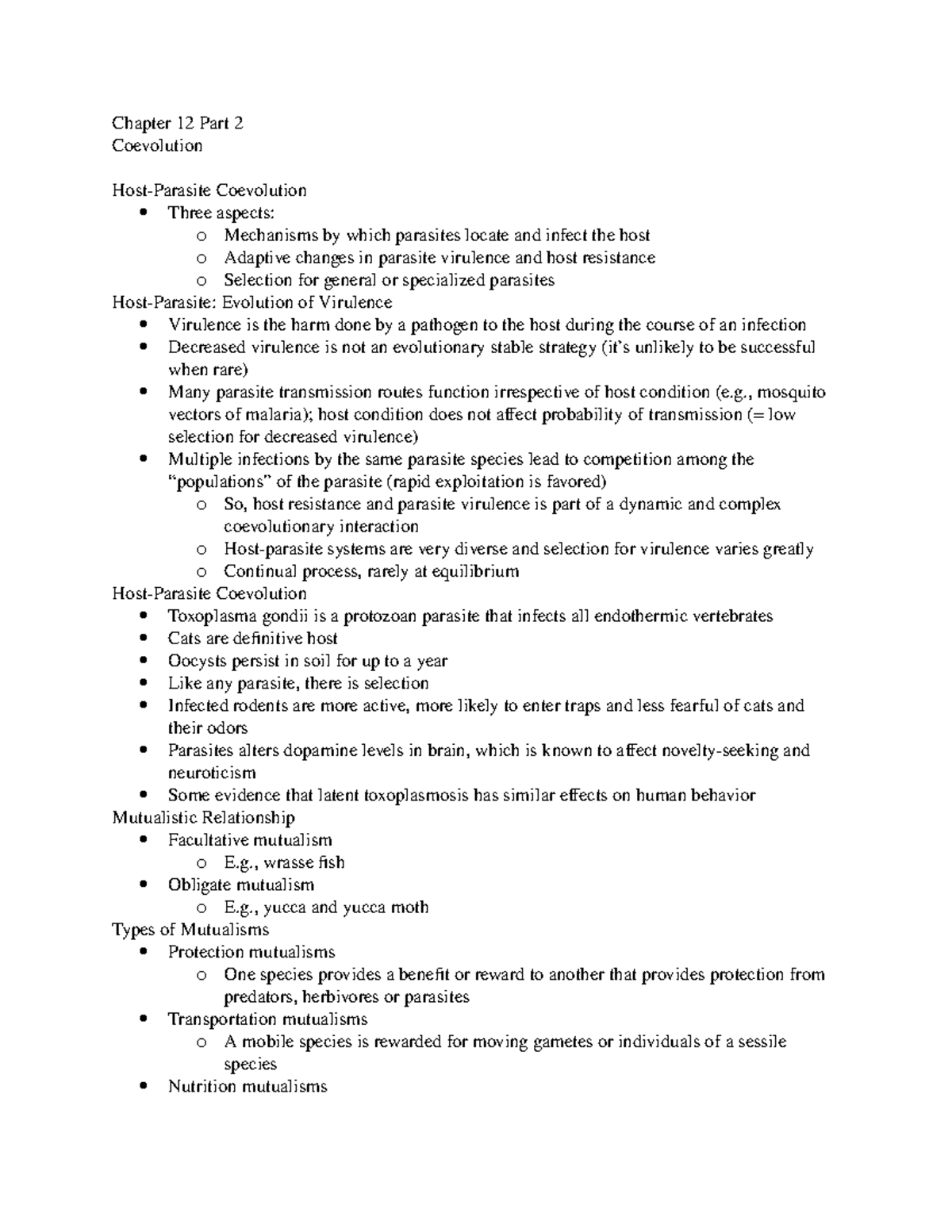Chapter 12 Part 2 - Attkinson - Chapter 12 Part 2 Coevolution ...