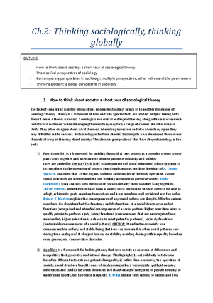 Week 1 - Sociology - Unit 1: Thinking like a sociologist The ...