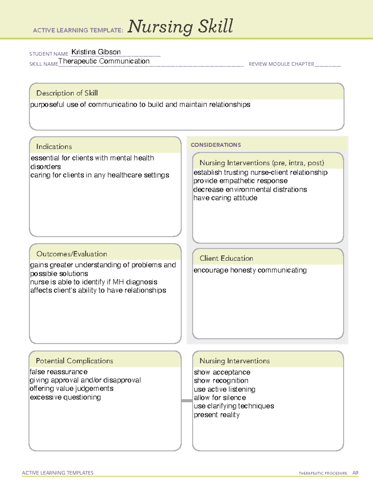 Therapeutic Communication - ACTIVE LEARNING TEMPLATES THERAPEUTIC ...