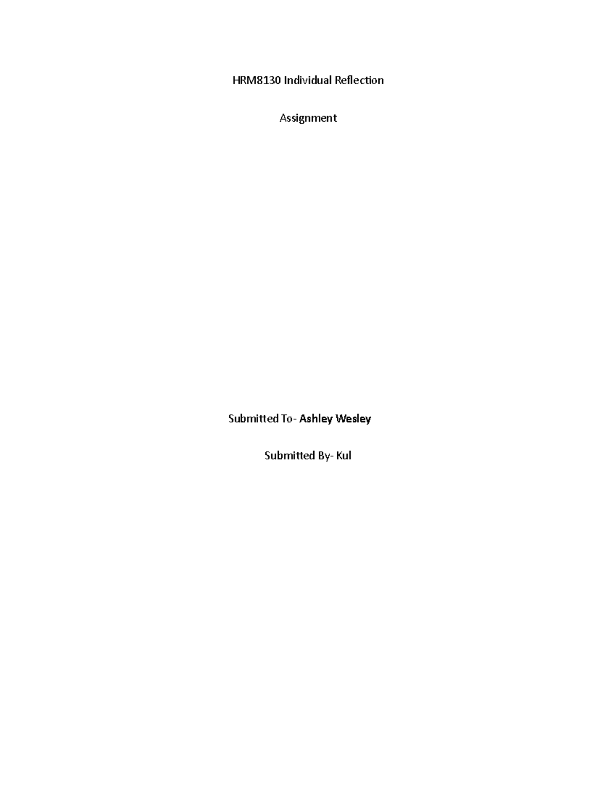 Human resource 6 April - assignment - HRM8130 Individual Reflection ...