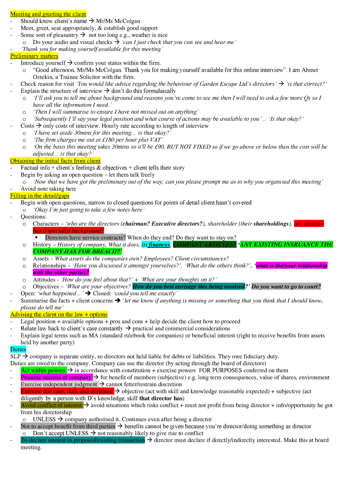 Interview Structure FInal - Meeting and greeting the client Should know ...