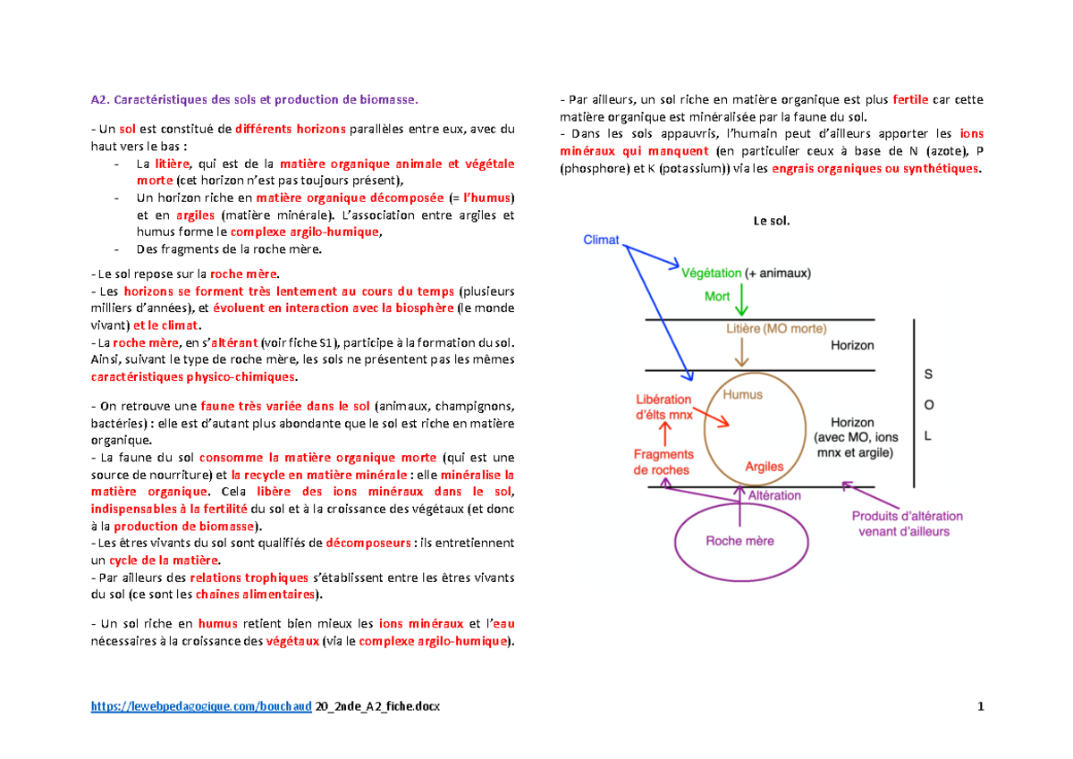 Cours De Svt Caractéristiques Des Sols Et Production De Biomasse Lewebpedagogiquebouchaud 1831