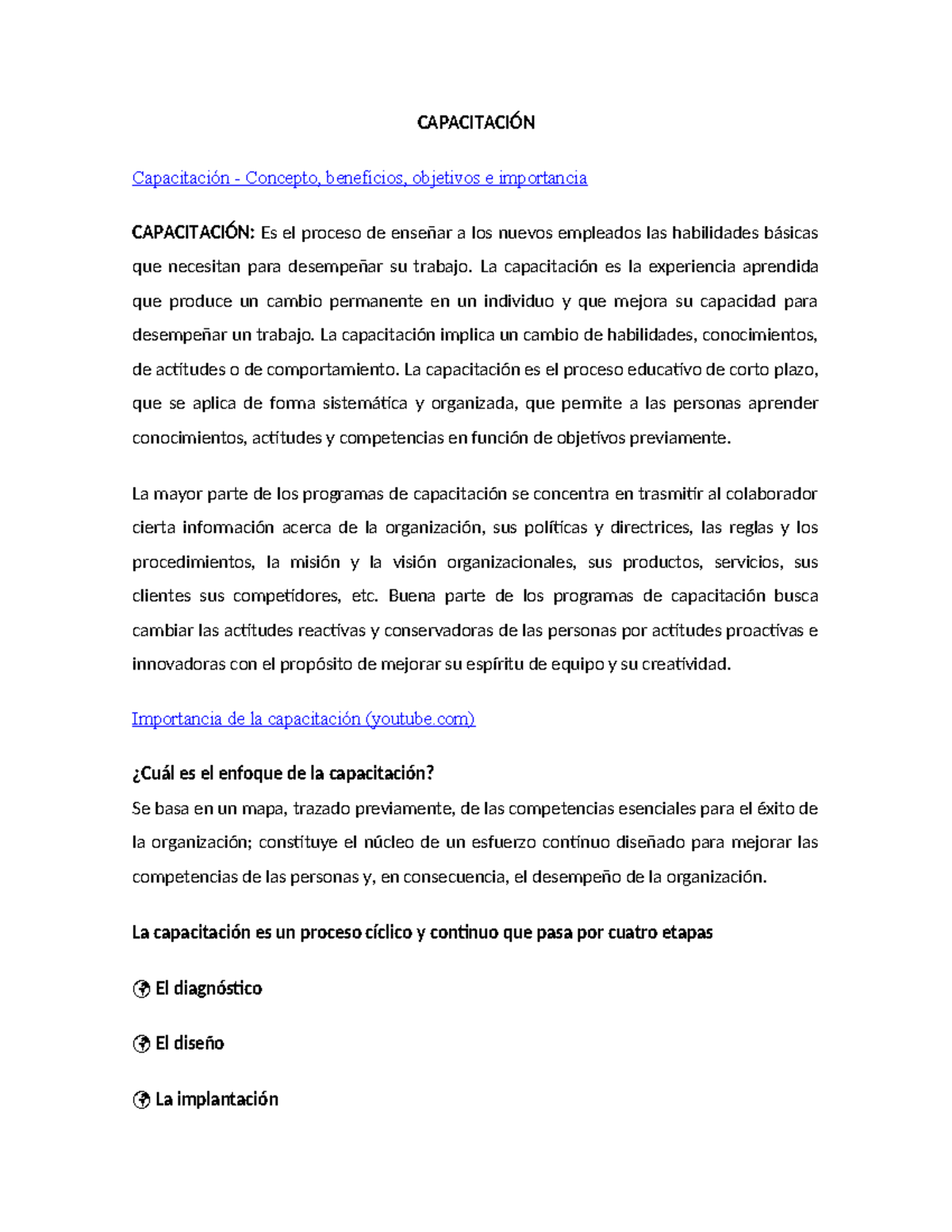 Semana 4 -Capacitaci N - CAPACITACIÓN Capacitación - Concepto ...