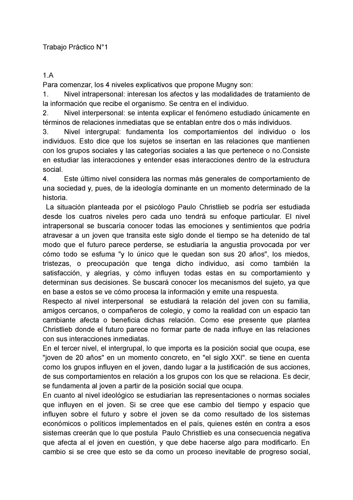 Tp1 Psico Social Trabajo Practico Numero Uno Trabajo Práctico N° 1 Para Comenzar Los 4 9662