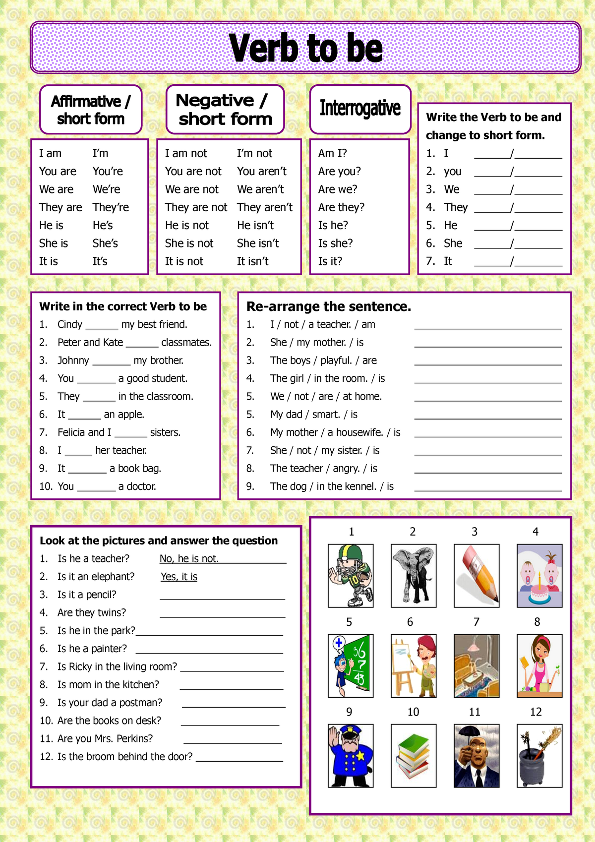 Verb to be grammar - informes - I am I’m You are You’re We are We’re ...