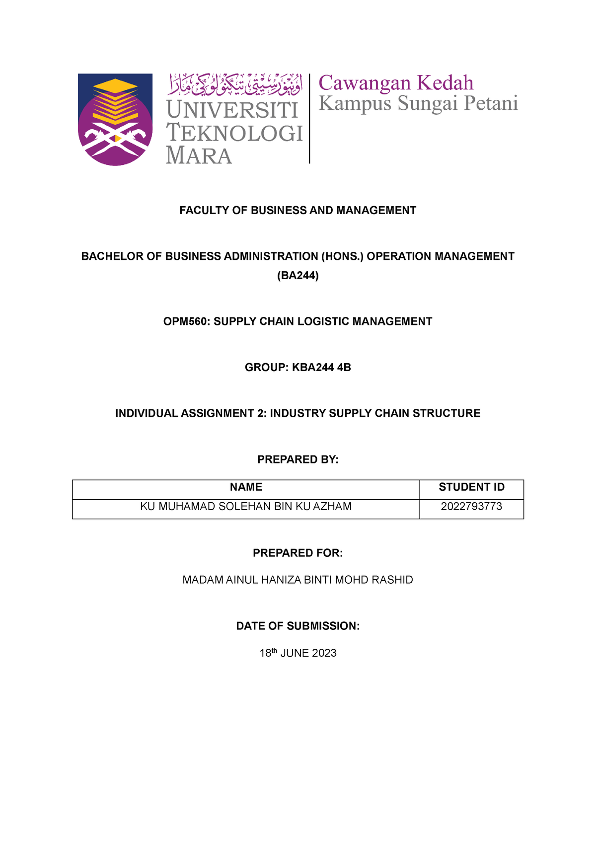 opm560 individual assignment 2