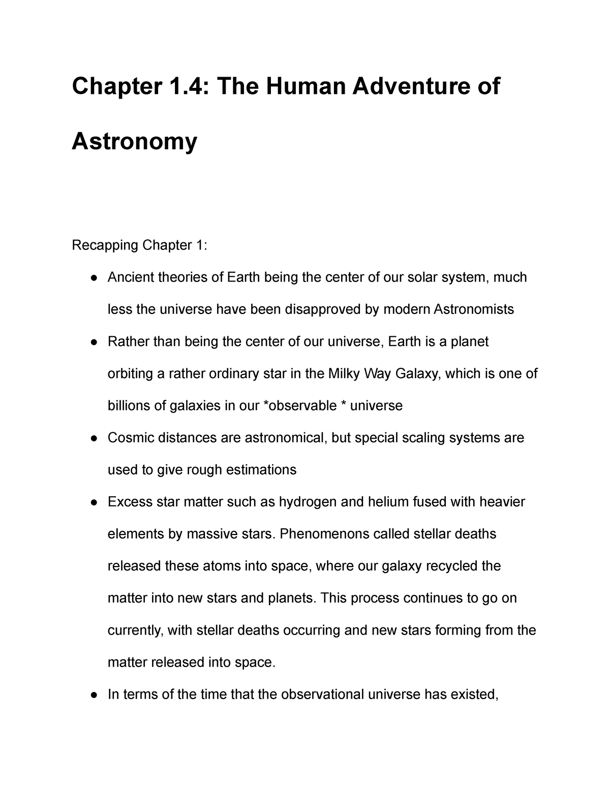 Phys 202 Chapter 14 Notes Chapter 1 The Human Adventure Of Astronomy Recapping Chapter 1 9314