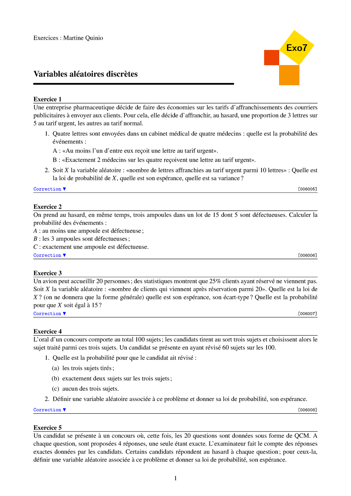 Fic00152 - Mathematics Lessons And Exercises - Exercices : Martine ...