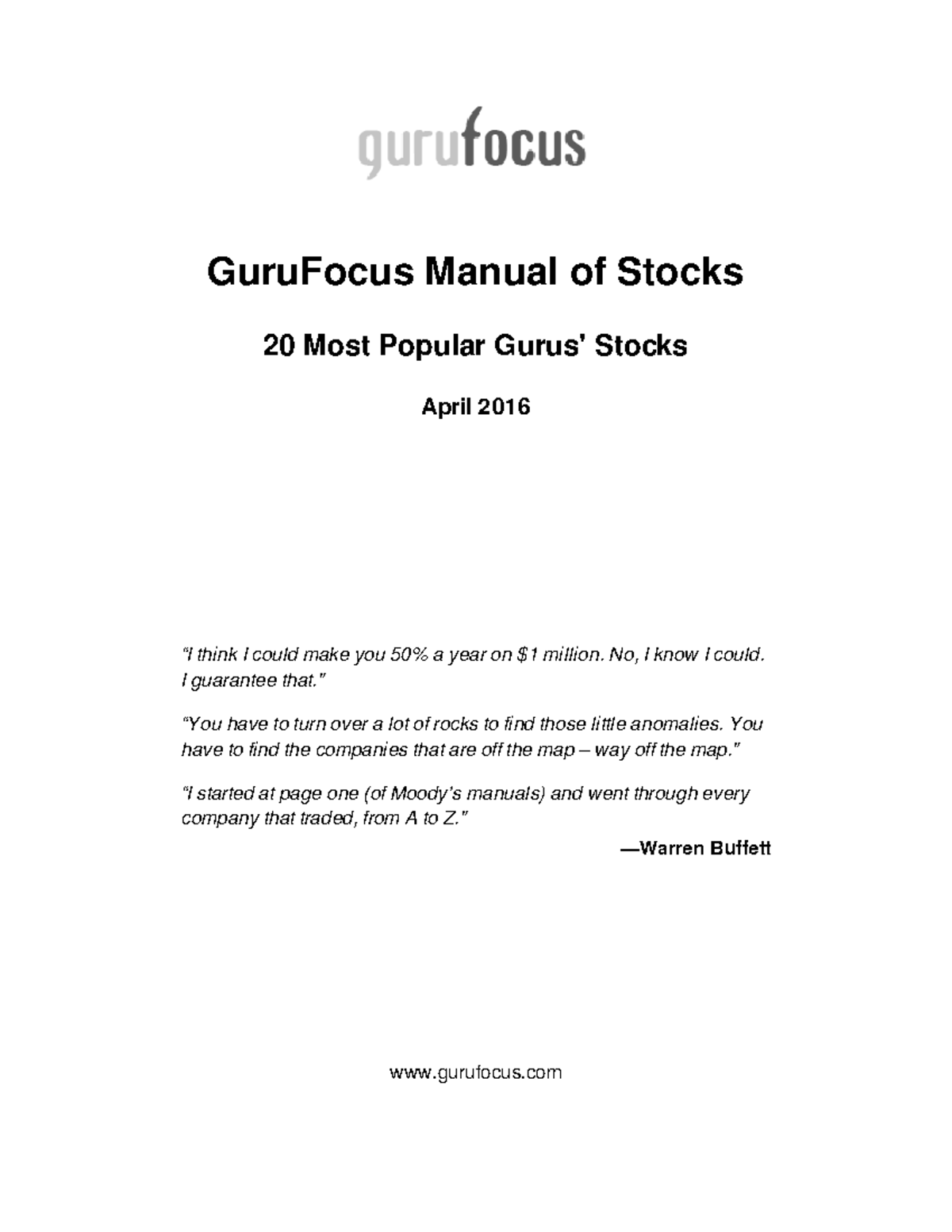 Gurufocus top 20 stocks - GuruFocus Manual of Stocks 20 Most Popular ...