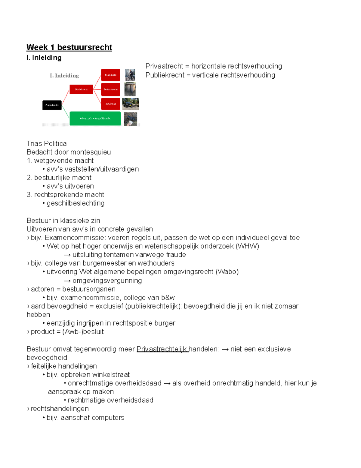 ARW 2 Aantekeningen - Hoorcolleges - Week 1 Bestuursrecht I. Inleiding ...