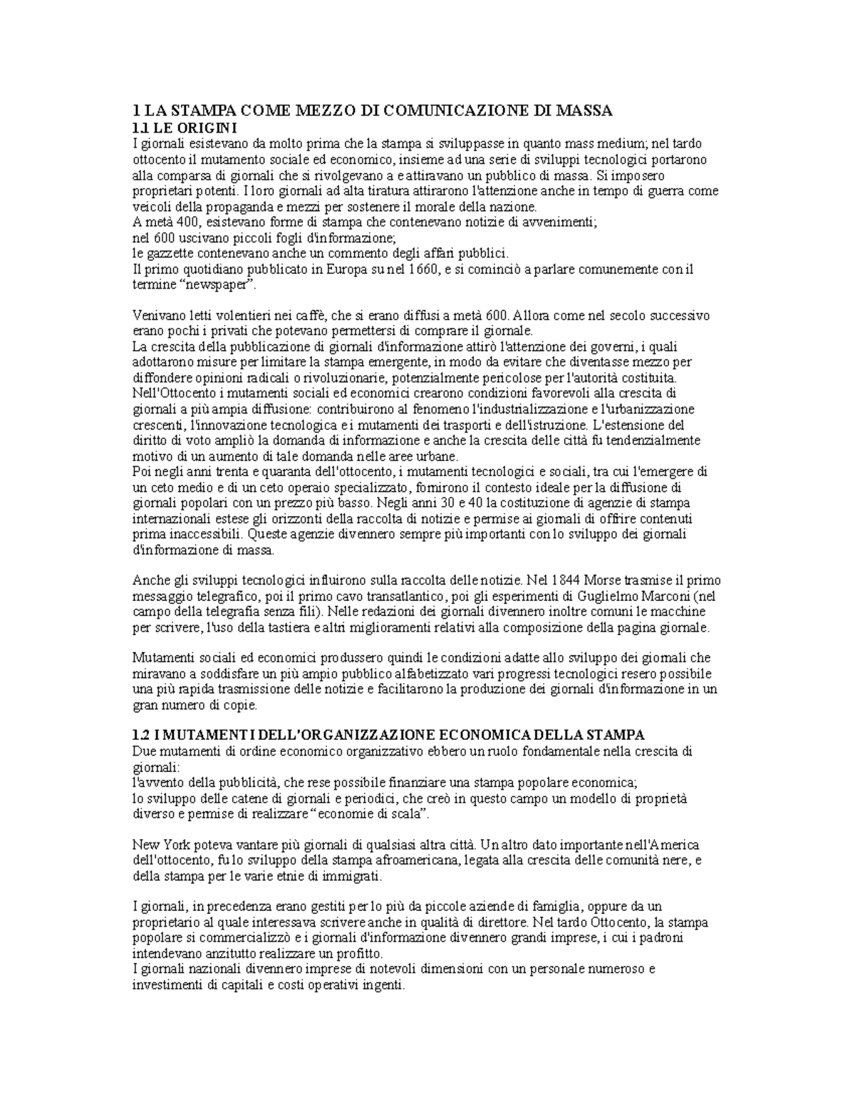 Media E Società Nel Mondo Contemporaneo Riassunto