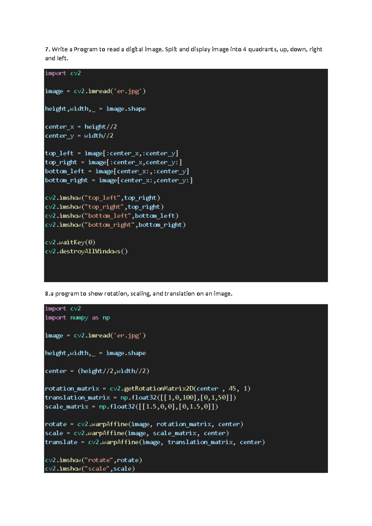 Cgi - BBabhsa - Write a Program to read a digital image. Split and ...