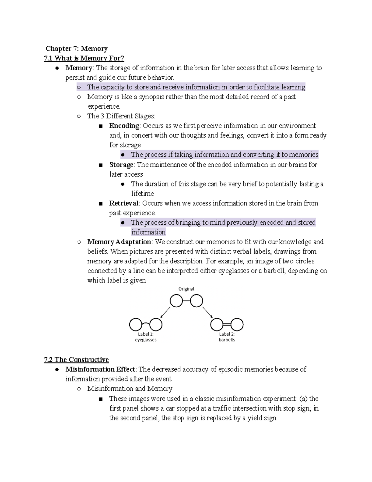 Psych 101 - Memory - Blankenship - Chapter 7: Memory 7 What is Memory ...