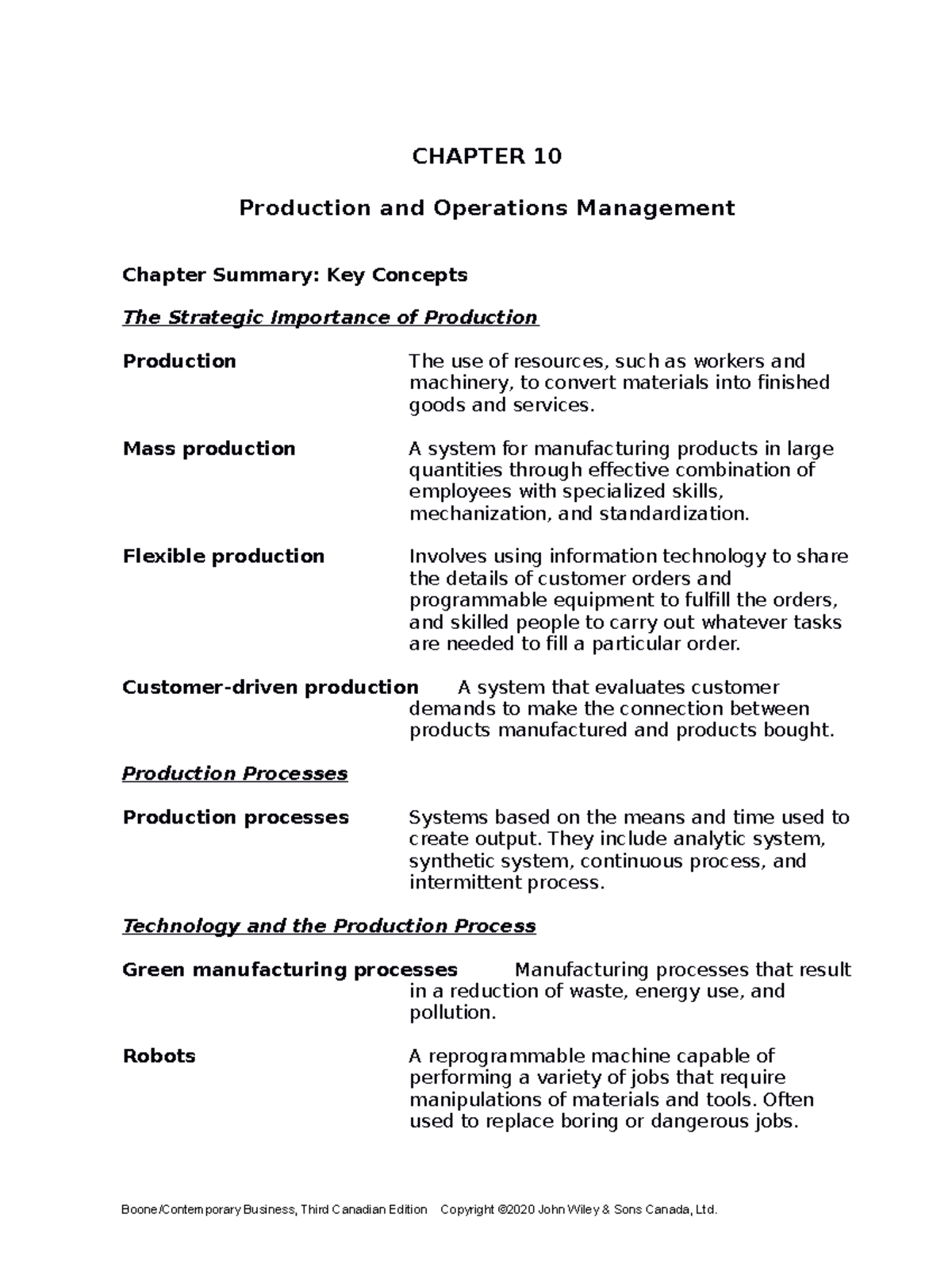 SG10 - Lecture Note - CHAPTER 10 Production and Operations Management ...