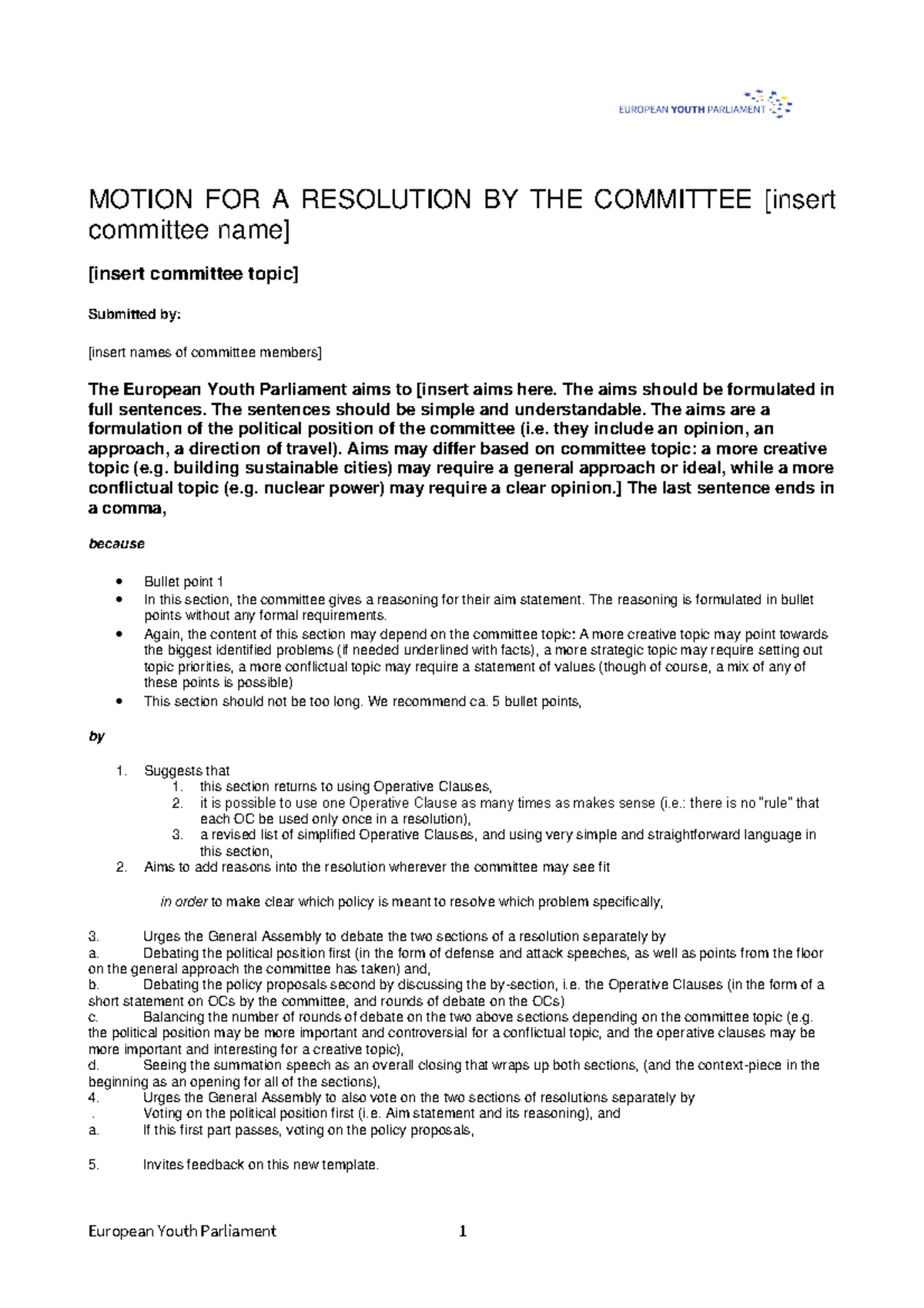Resolution template - dasdasdsax - European Youth Parliament 1 MOTION ...