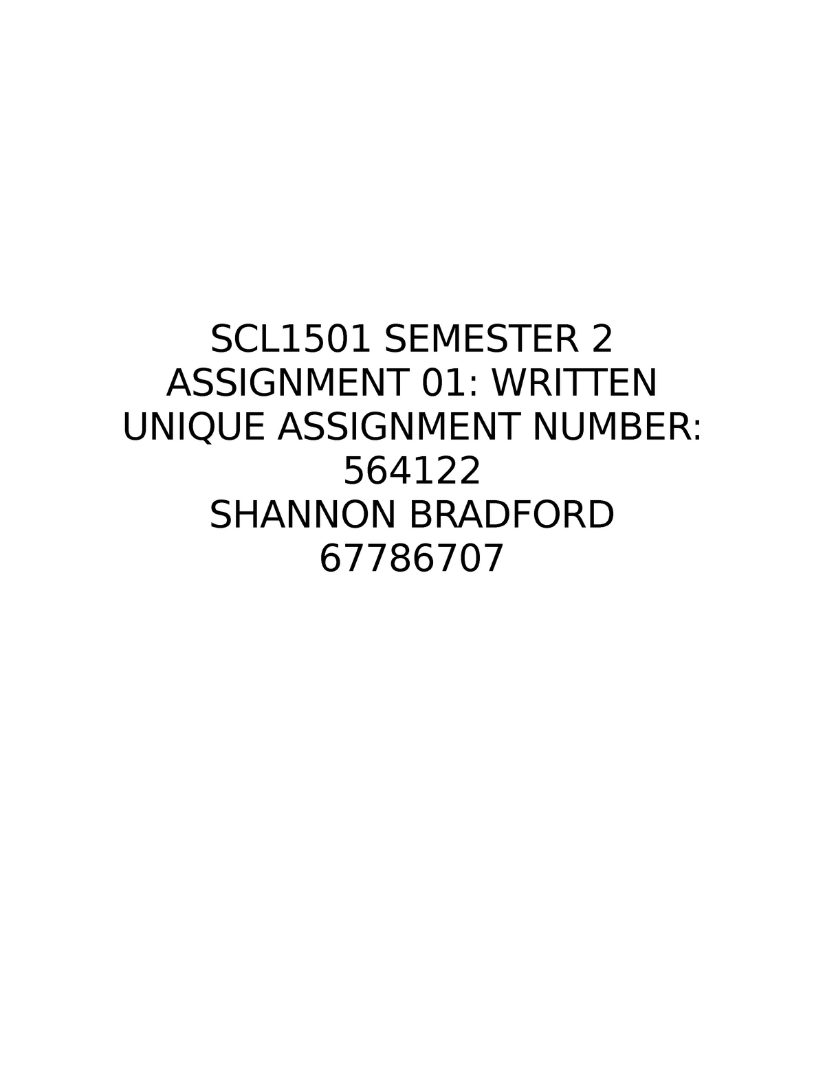 written assignment sc015