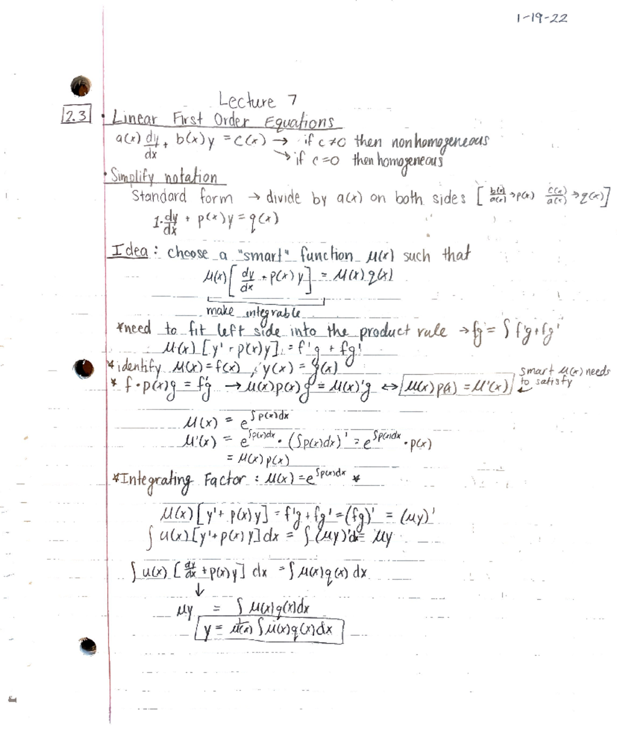 Linear first order equations - MATH 20D - Studocu