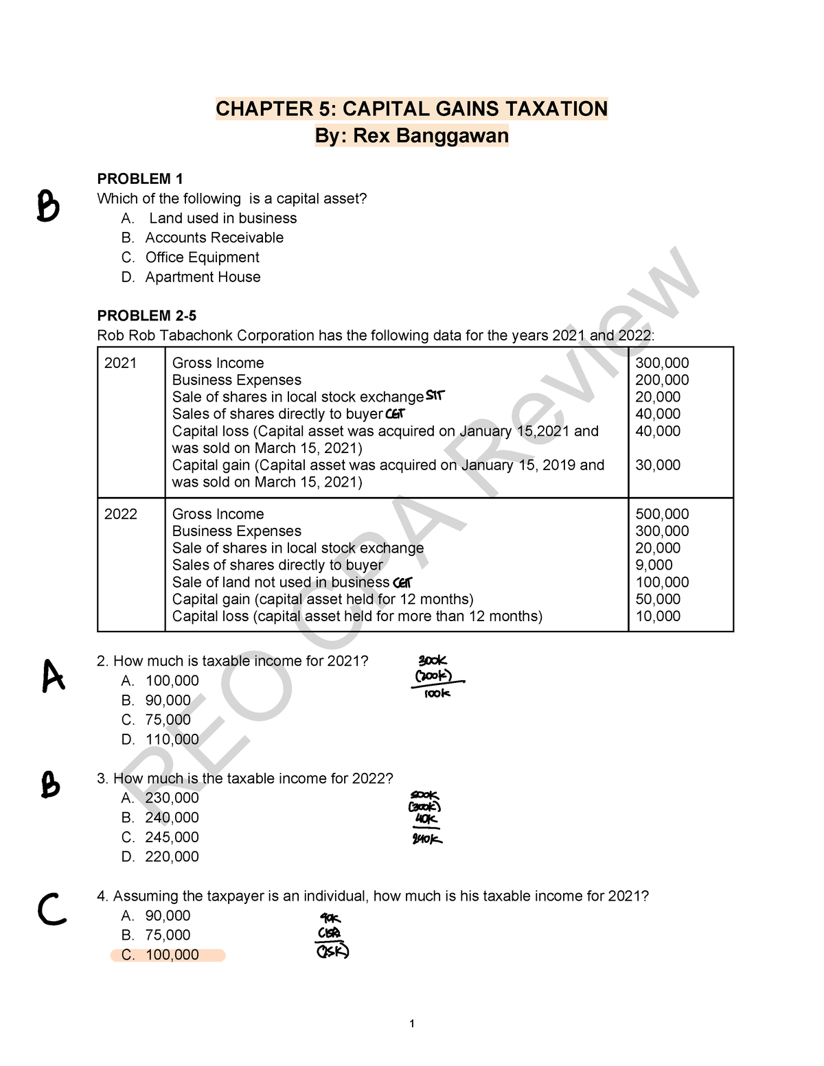 Chapter 5 Capital Gains Taxation Just - REO CPA Review CHAPTER 5 ...