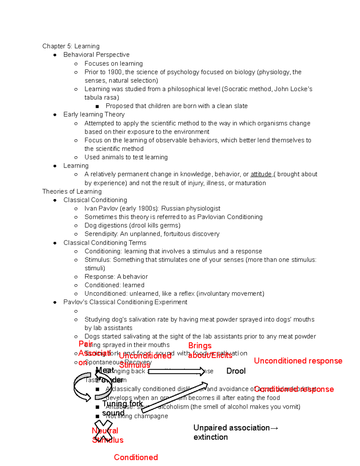 Chapter 5 - Lecture Notes for Dr. Frei - Chapter 5: Learning Behavioral ...