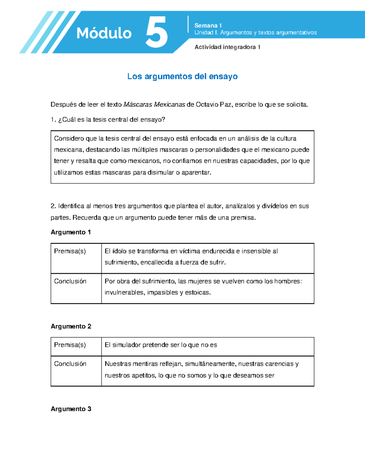 M S Ai Primera Actividad Semana Unidad I Argumentos Y Textos