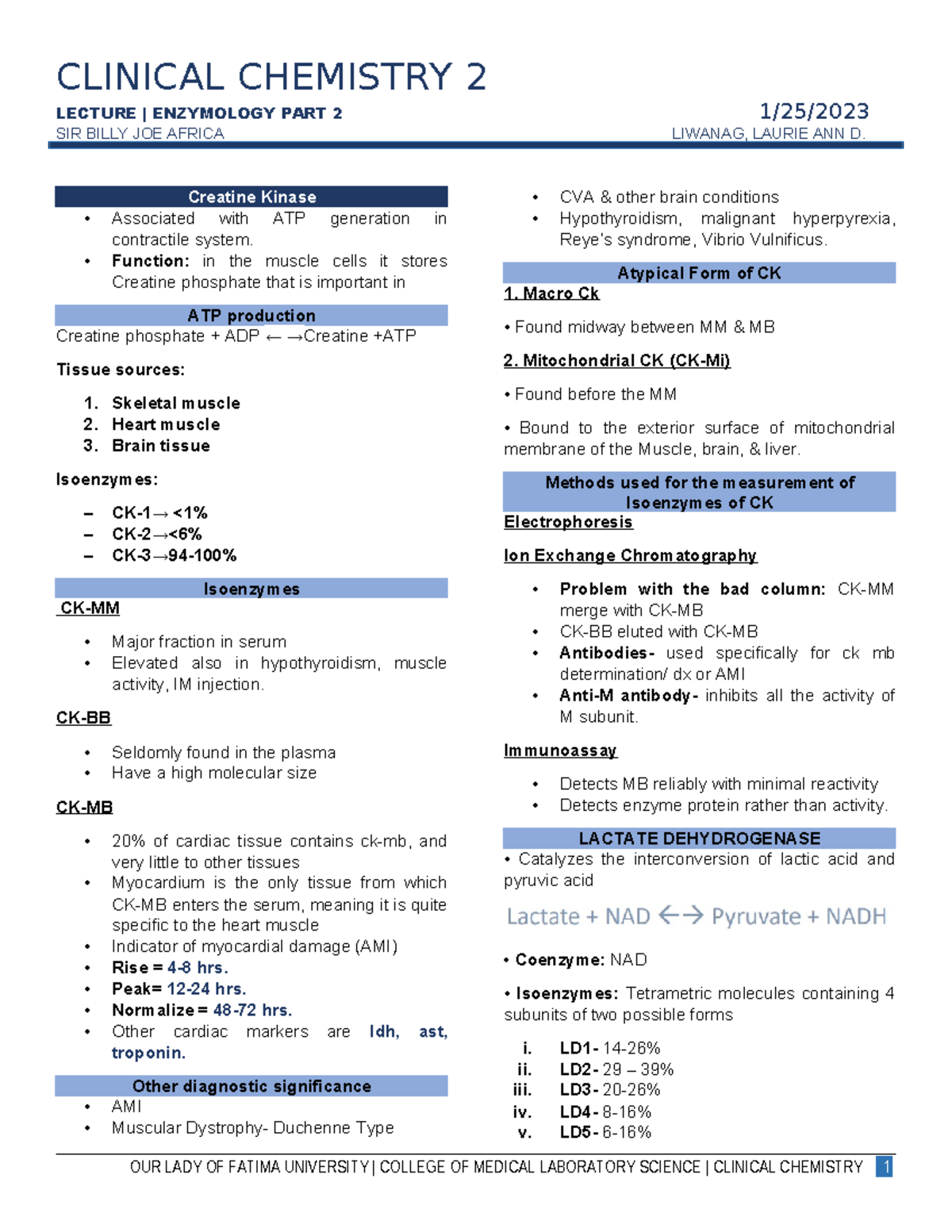 Cchm 2 (lec)- Topic 2 - Enzymology Part 2 - Clinical Chemistry 2 