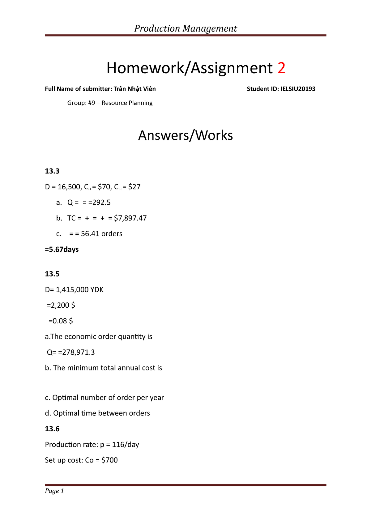 2122Promana HW2 G9 - Assignment 2 - Homework/Assignment 2 Full Name Of ...