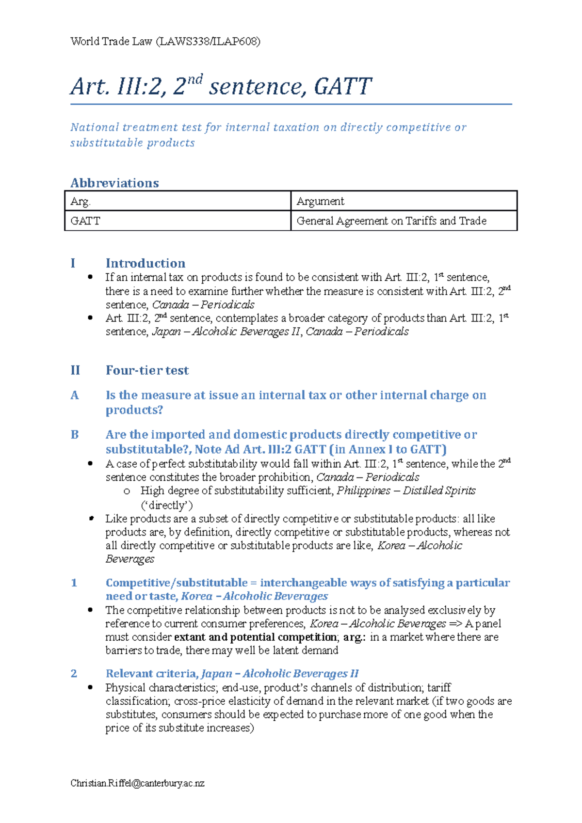 2 Art. III.2, 2nd sentence, GATT - World Trade Law (LAWS338/ILAP608 ...