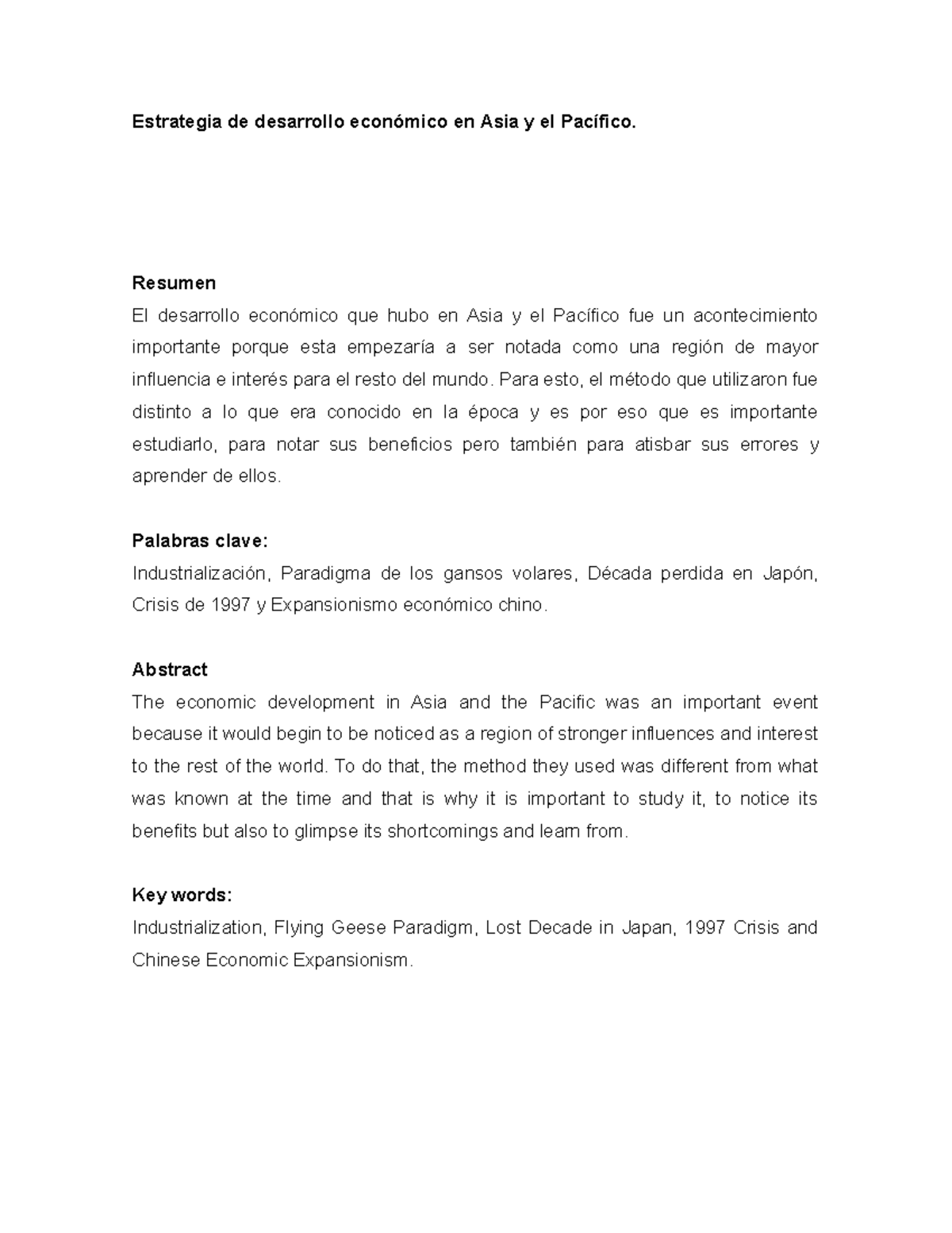 Estrategia De Desarrollo Económico En Asia Y El Pacífico Resumen El Desarrollo Económico Que 5772