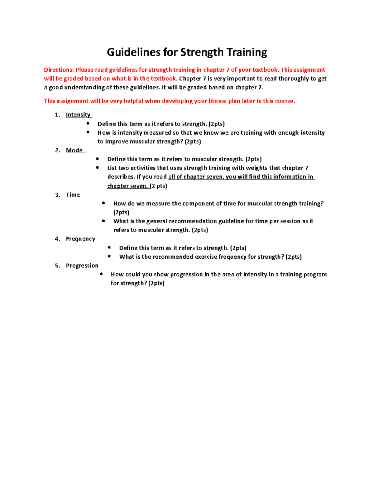 Guidelines for Strength Training 2022 Guidelines for Strength