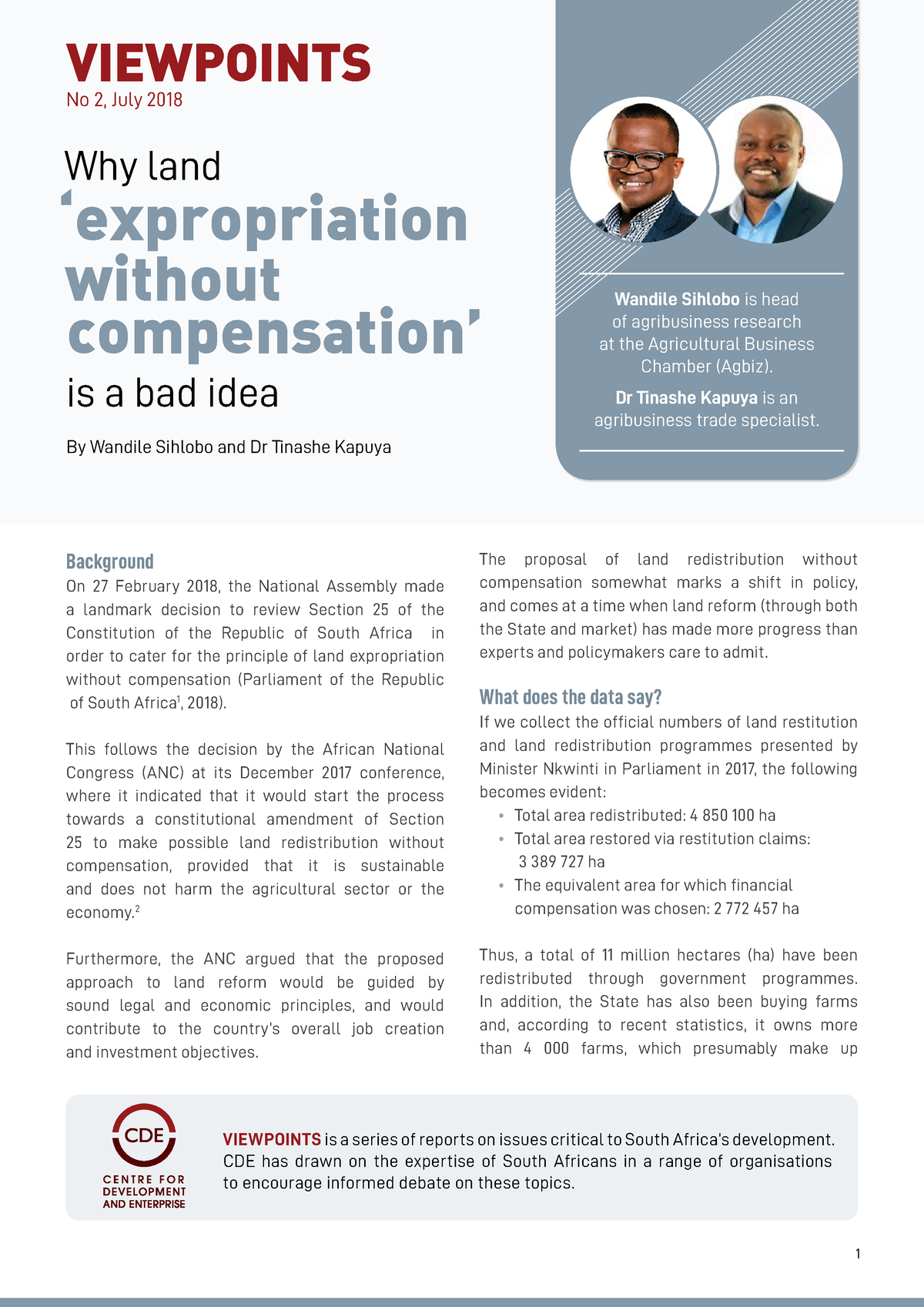 Viewpoints Why Land Expropriation Without Compensation Is A Bad Idea ...