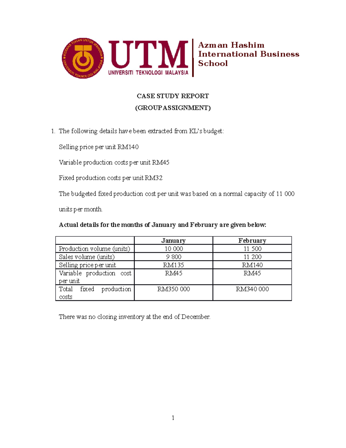 Solution CASE Study Report ( Group Assignment) - CASE STUDY REPORT ...