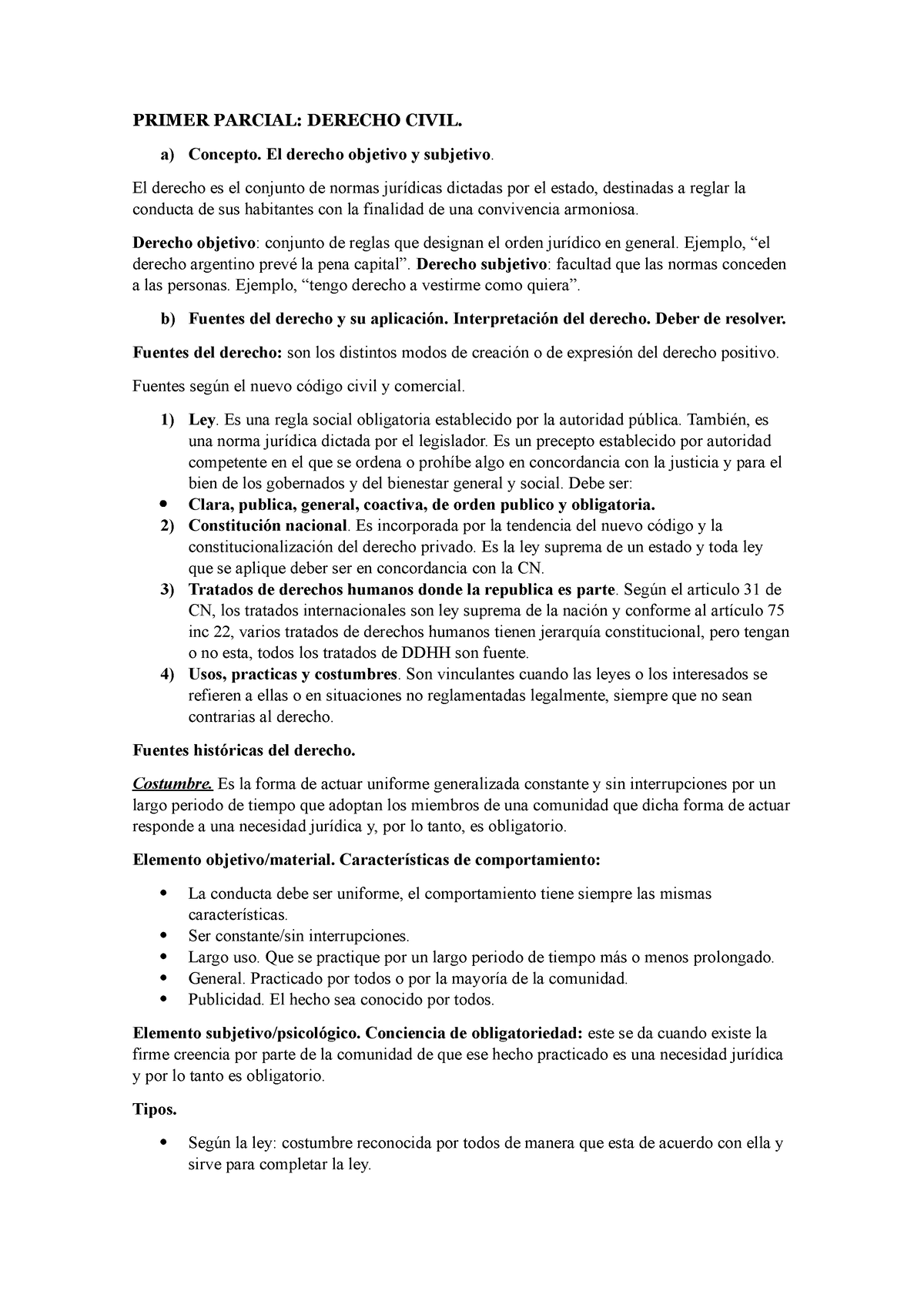 Primer Parcial Derecho Civil - PRIMER PARCIAL: DERECHO CIVIL. A ...