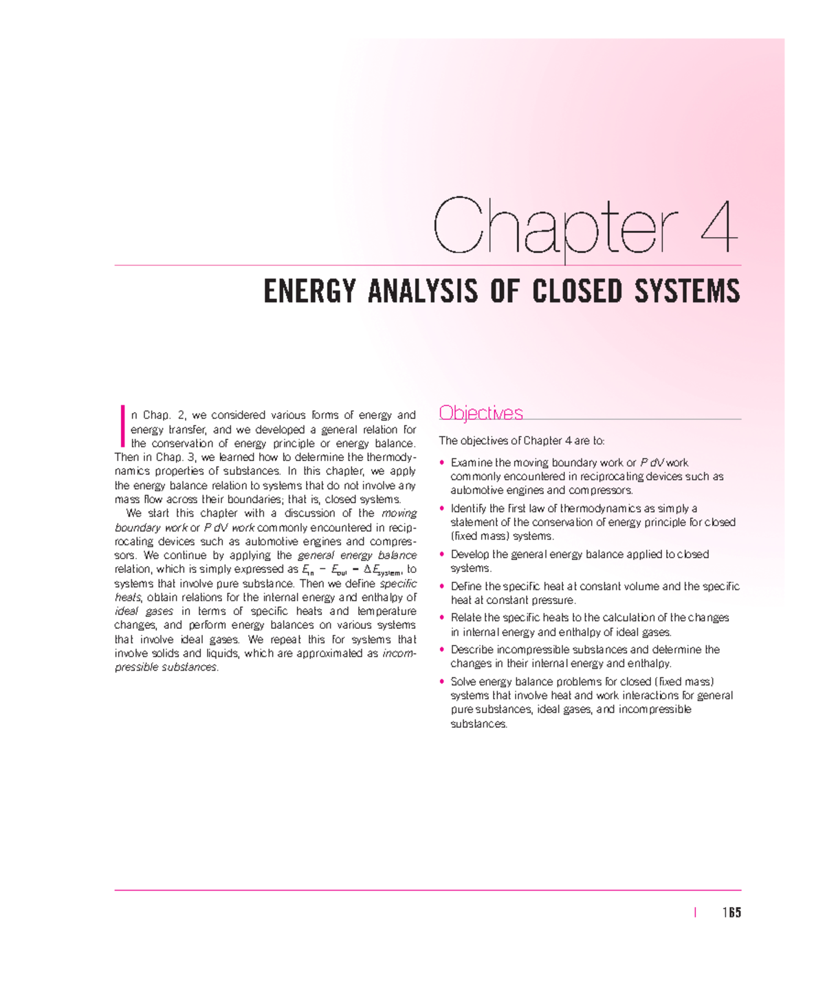 Chapter 4 - Chapter 4 ENERGY ANALYSIS OF CLOSED SYSTEMS | 165 I N Chap ...