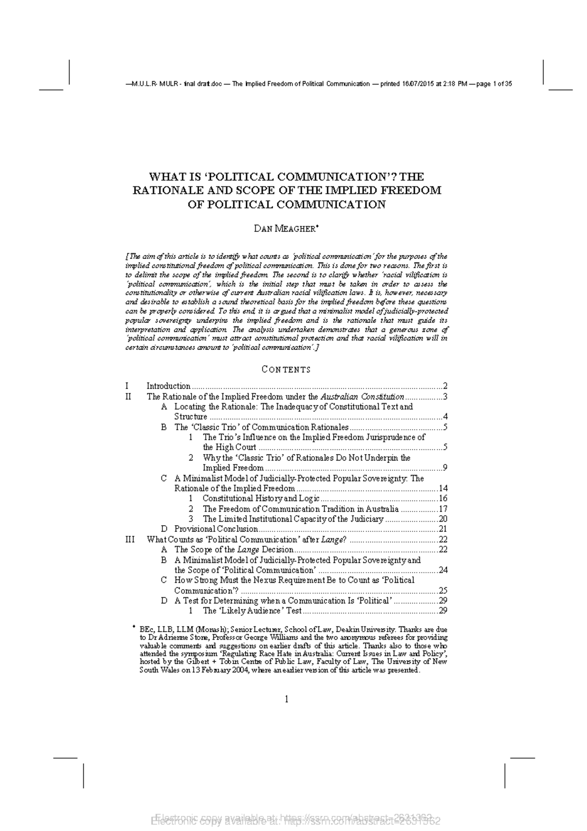 Political Communication 2 UNIT 1 - Electronic copy available at: ssrn ...