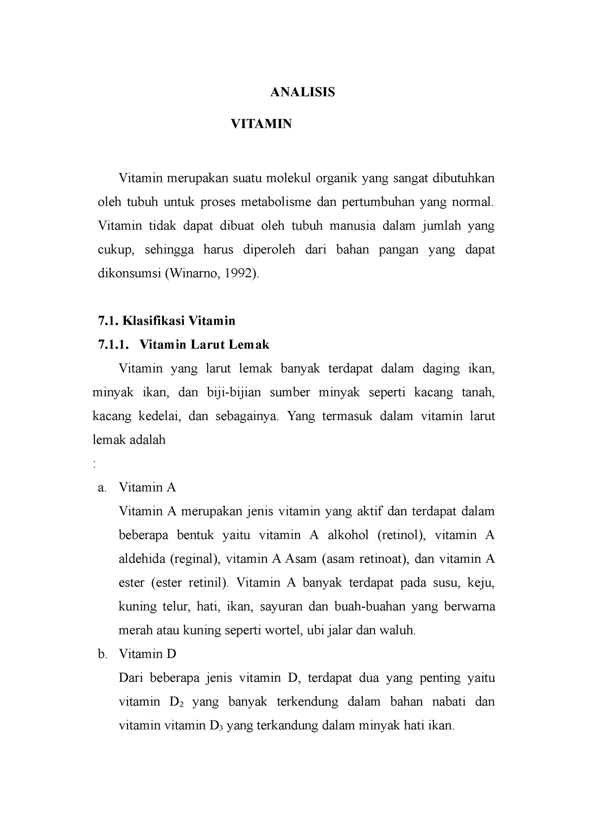 Analisis Vitamin - ANALISIS VITAMIN Vitamin Merupakan Suatu Molekul ...