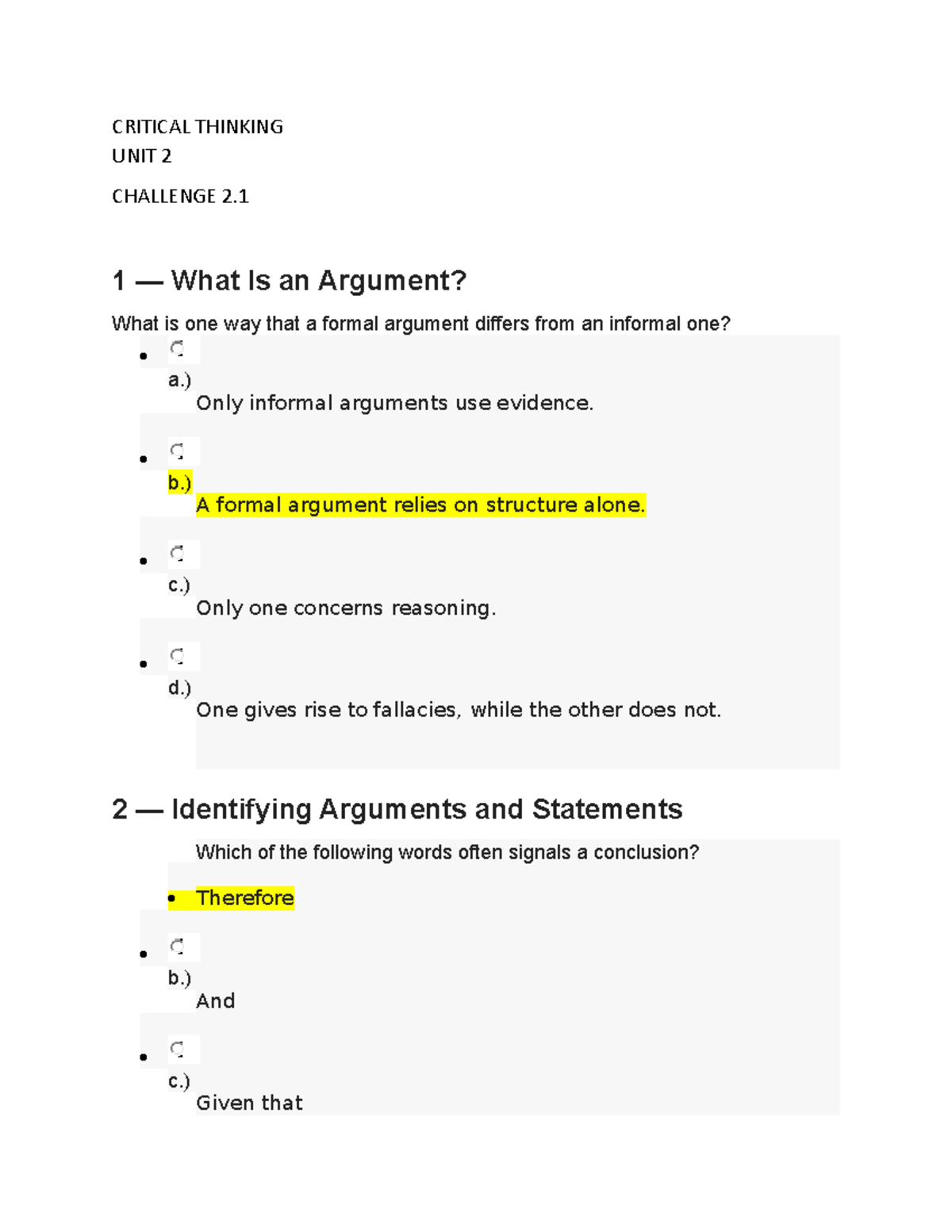 ocr critical thinking unit 2