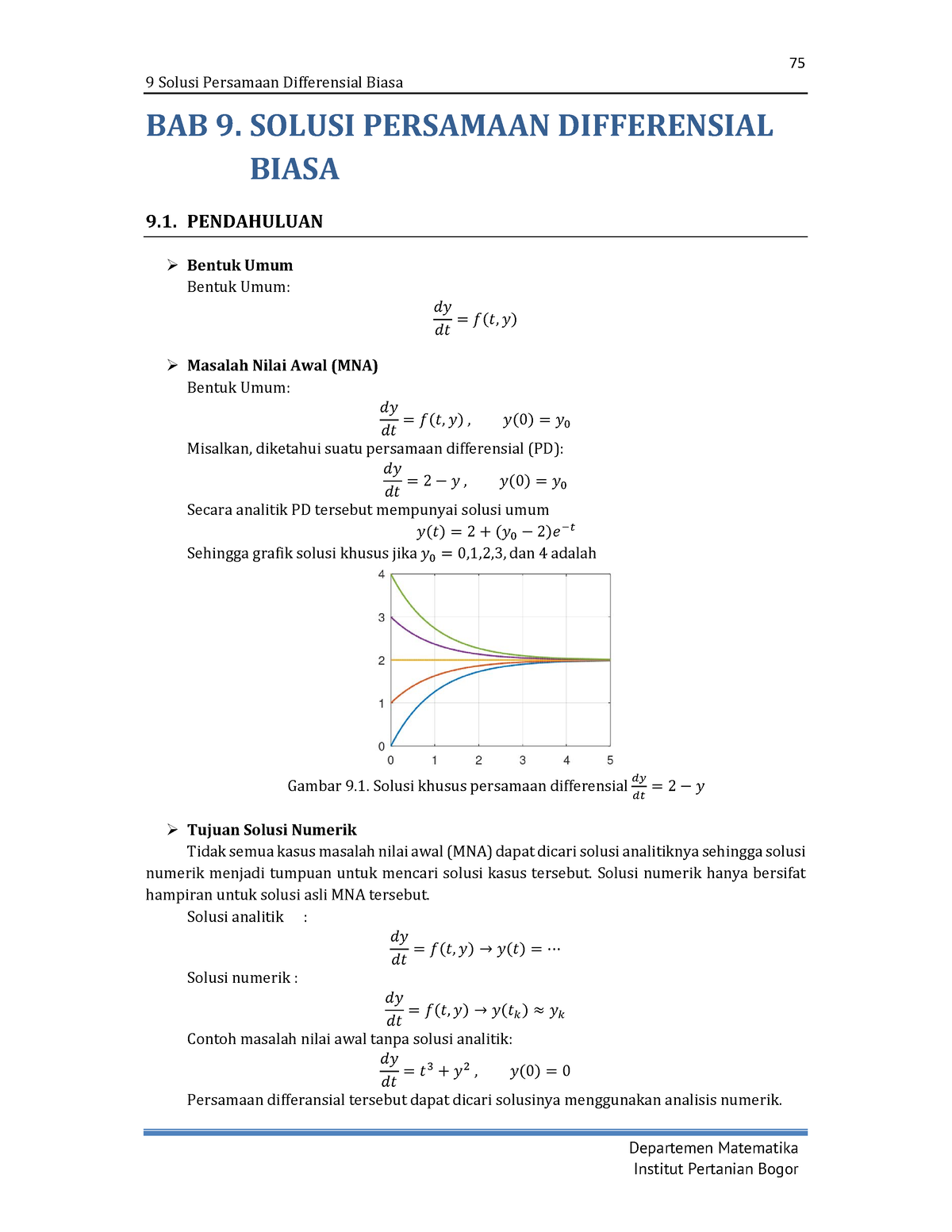 Metnum - BAB 9 Solusi Persamaan Differensial Biasa - 9 Solusi Persamaan ...