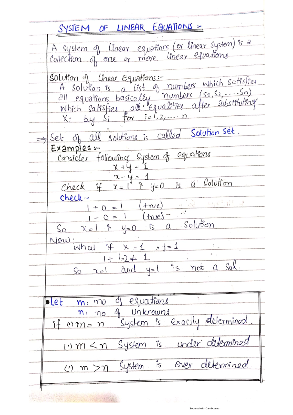 Linear equations notes - Linear Algebra - Studocu