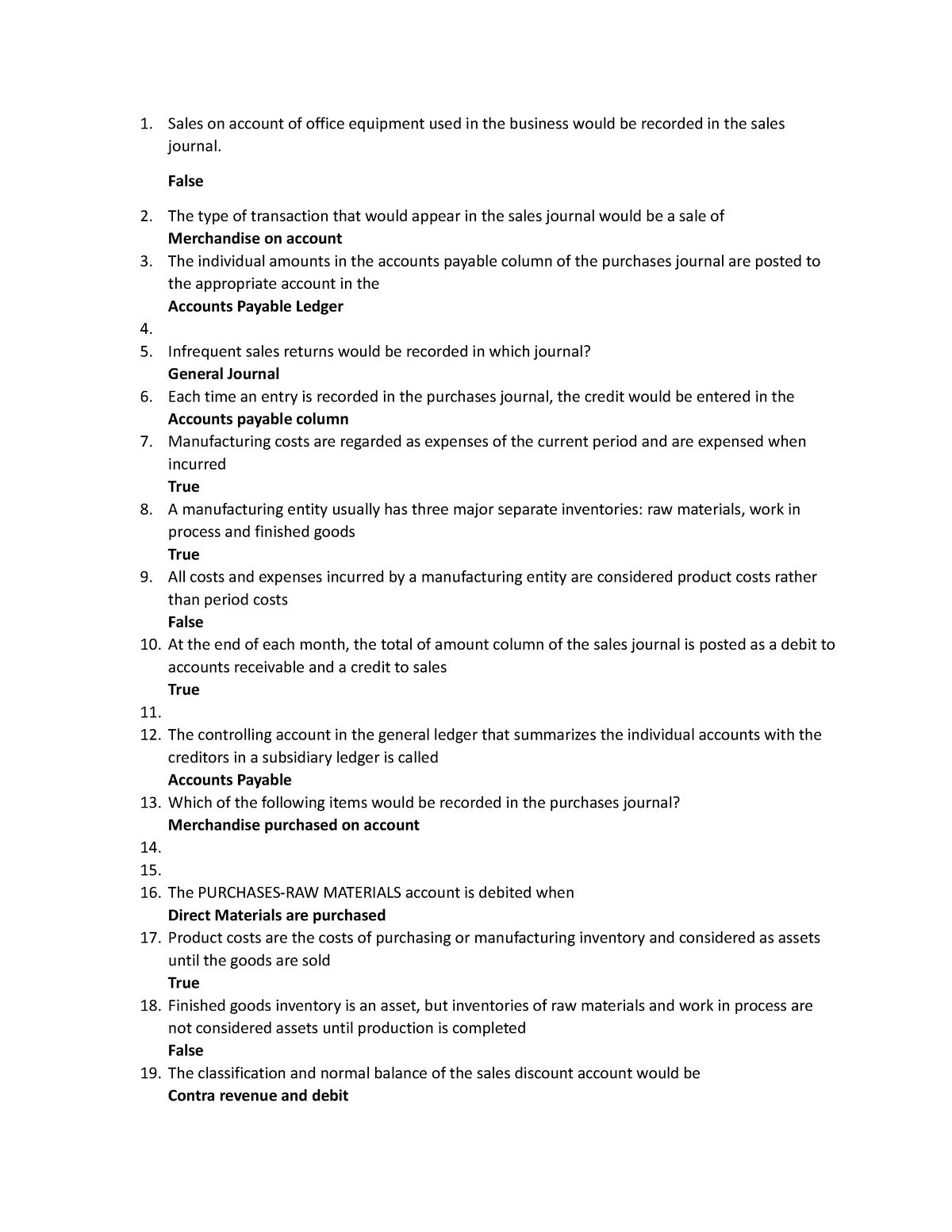 Answer-KEY-b - Notes - Sales On Account Of Office Equipment Used In The ...