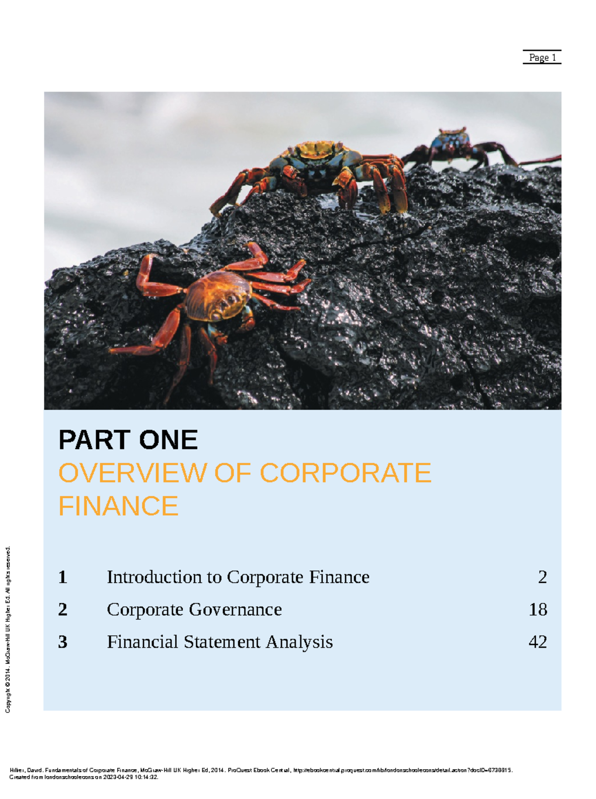 Hillier Textbook Chapter 1-3 - Page 1 1 2 2 18 3 42 PART ONE OVERVIEW OF CORPORATE FINANCE - Studocu