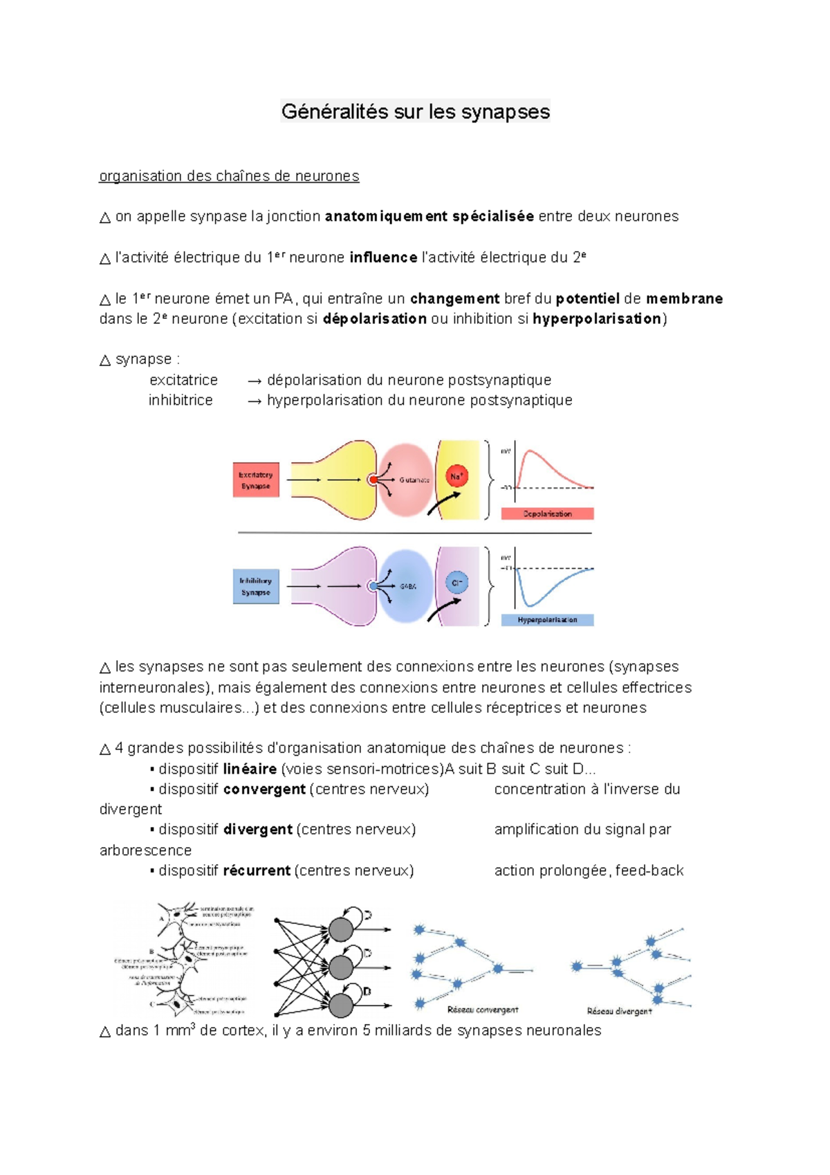 Généralités sur les synapses - Généralités sur les synapses ...