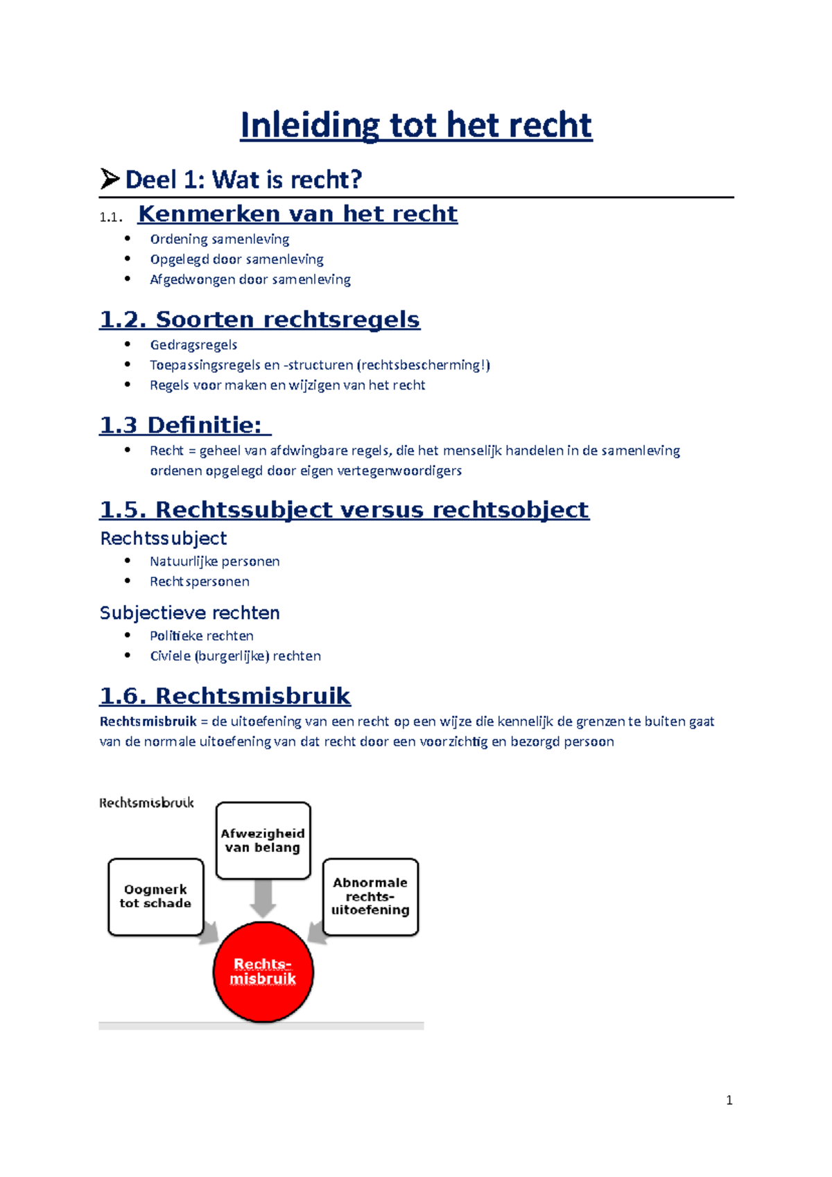 Inleiding Tot Het Recht Samenvatting 1 - Inleiding Tot Het Recht Deel 1 ...